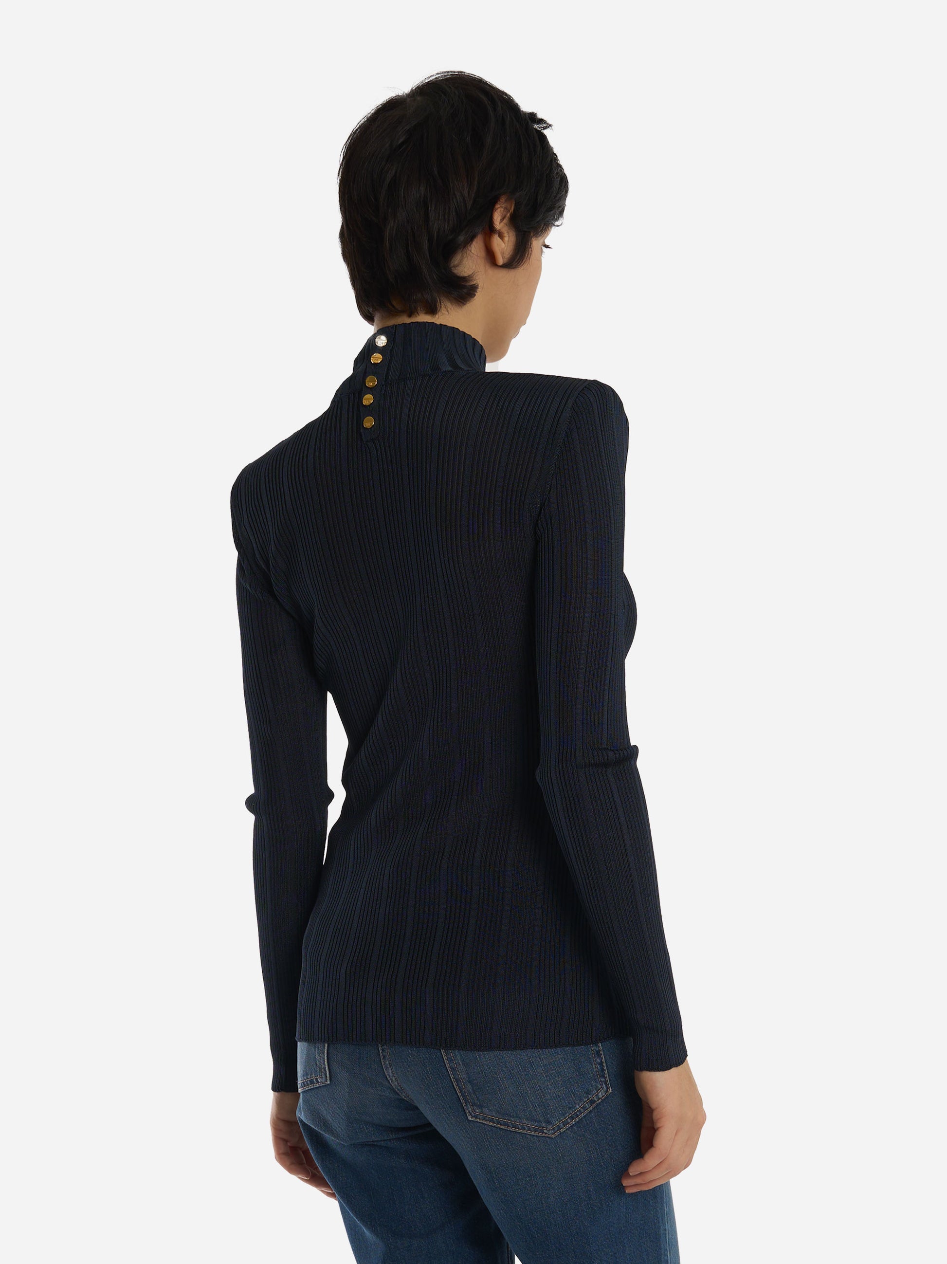 Maglia in filato di viscosa con dettagli logo Blu