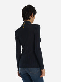 Maglia in filato di viscosa con dettagli logo Blu