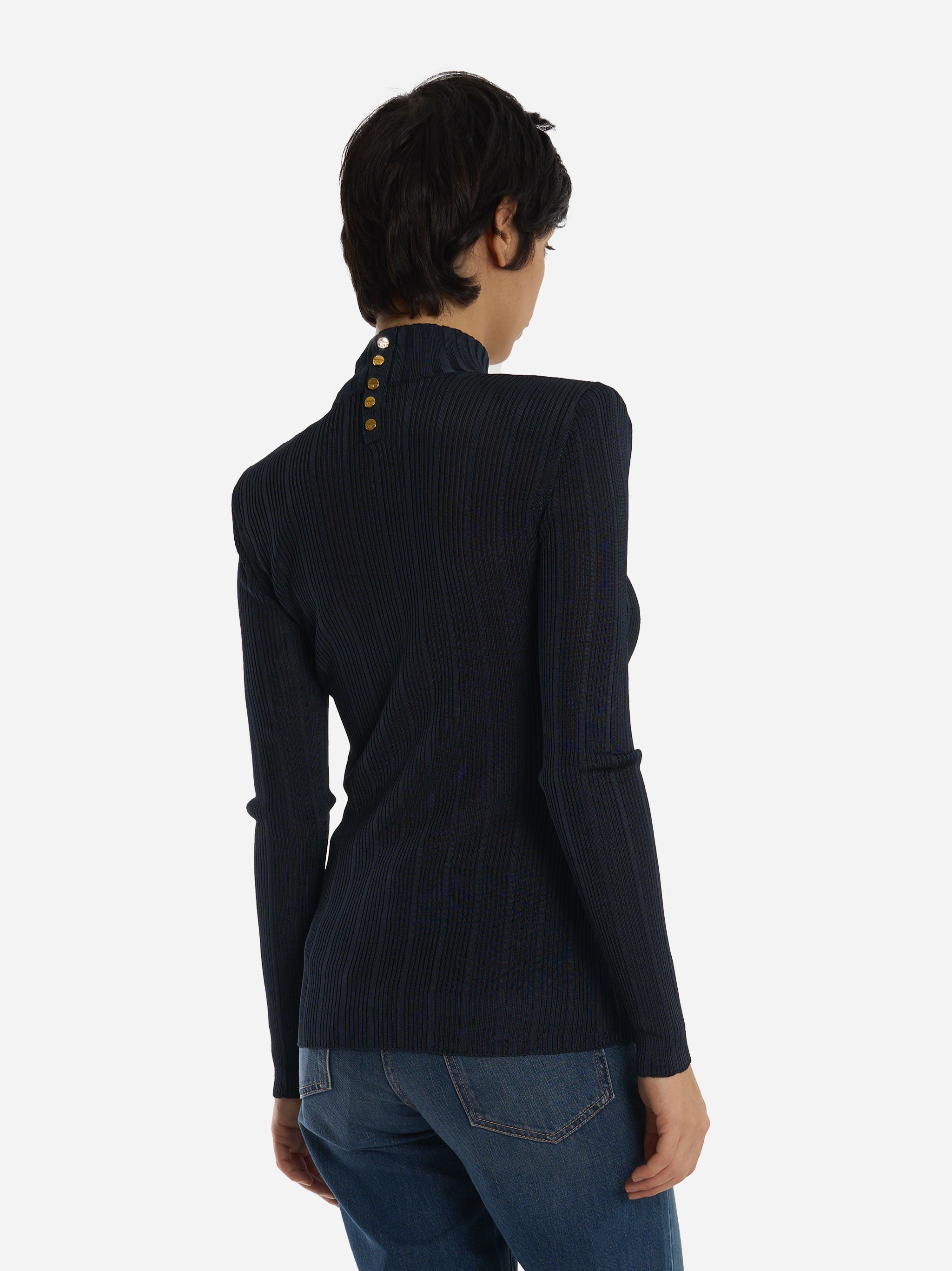 Maglia in filato di viscosa con dettagli logo Blu
