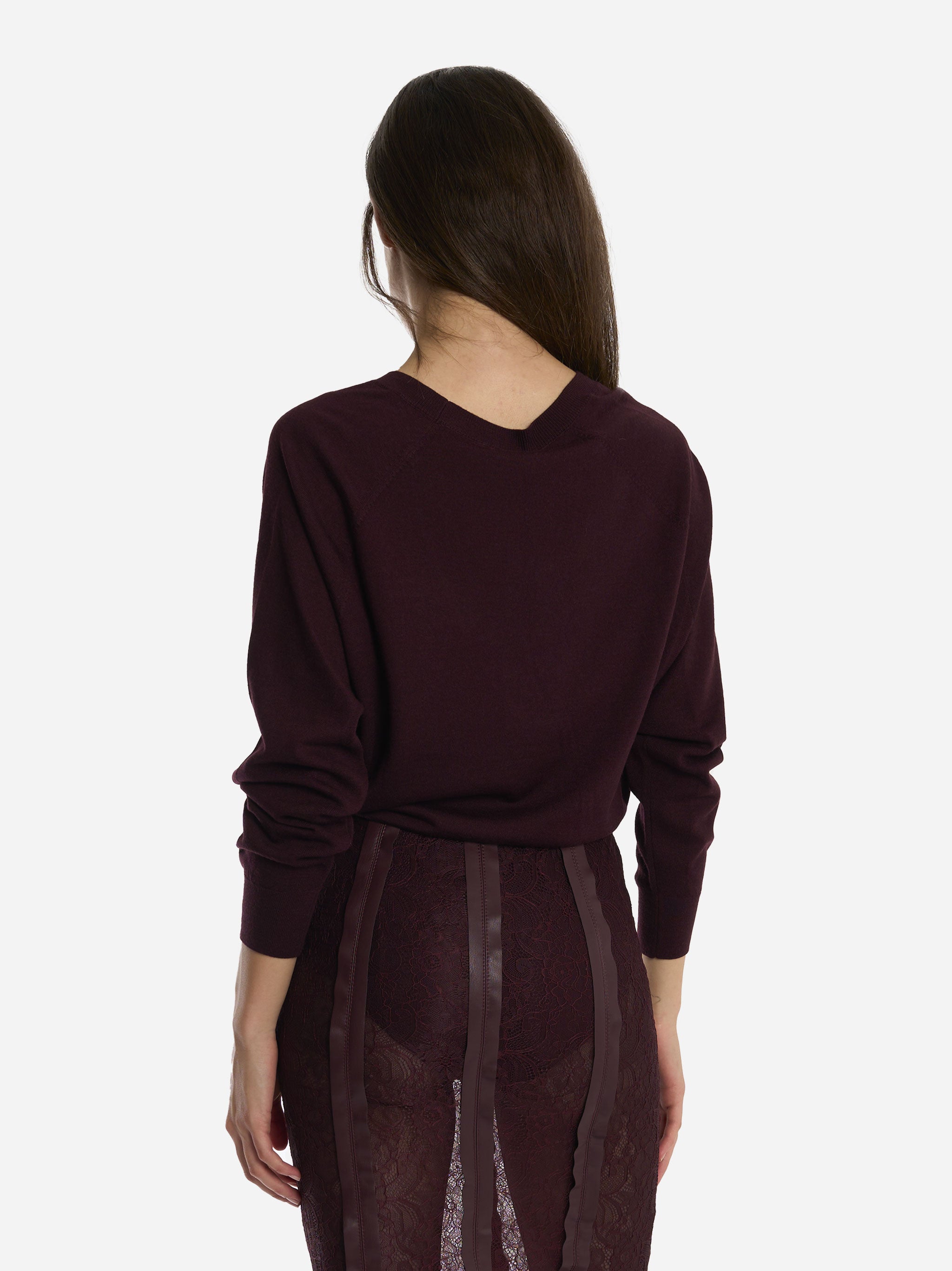 Maglia tricot scollo V Bordeaux