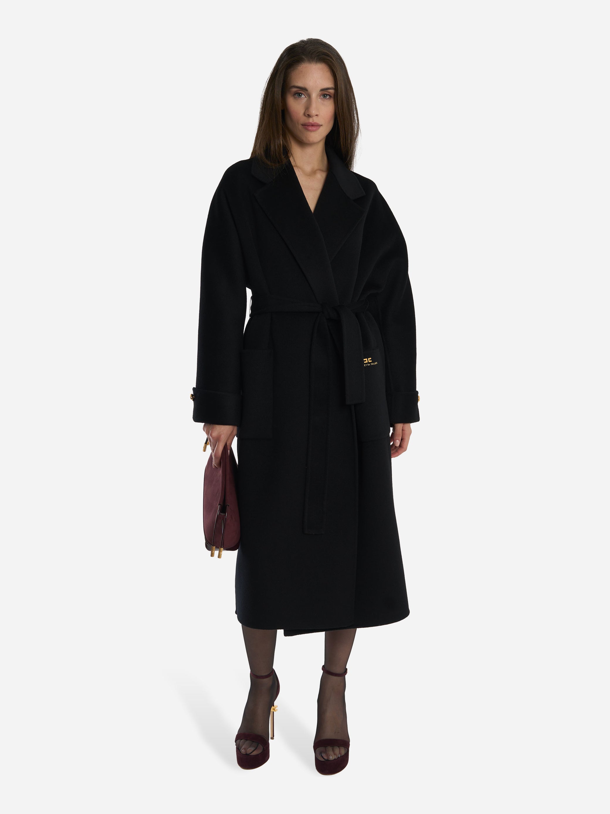 Cappotto in panno di misto lana double Nero