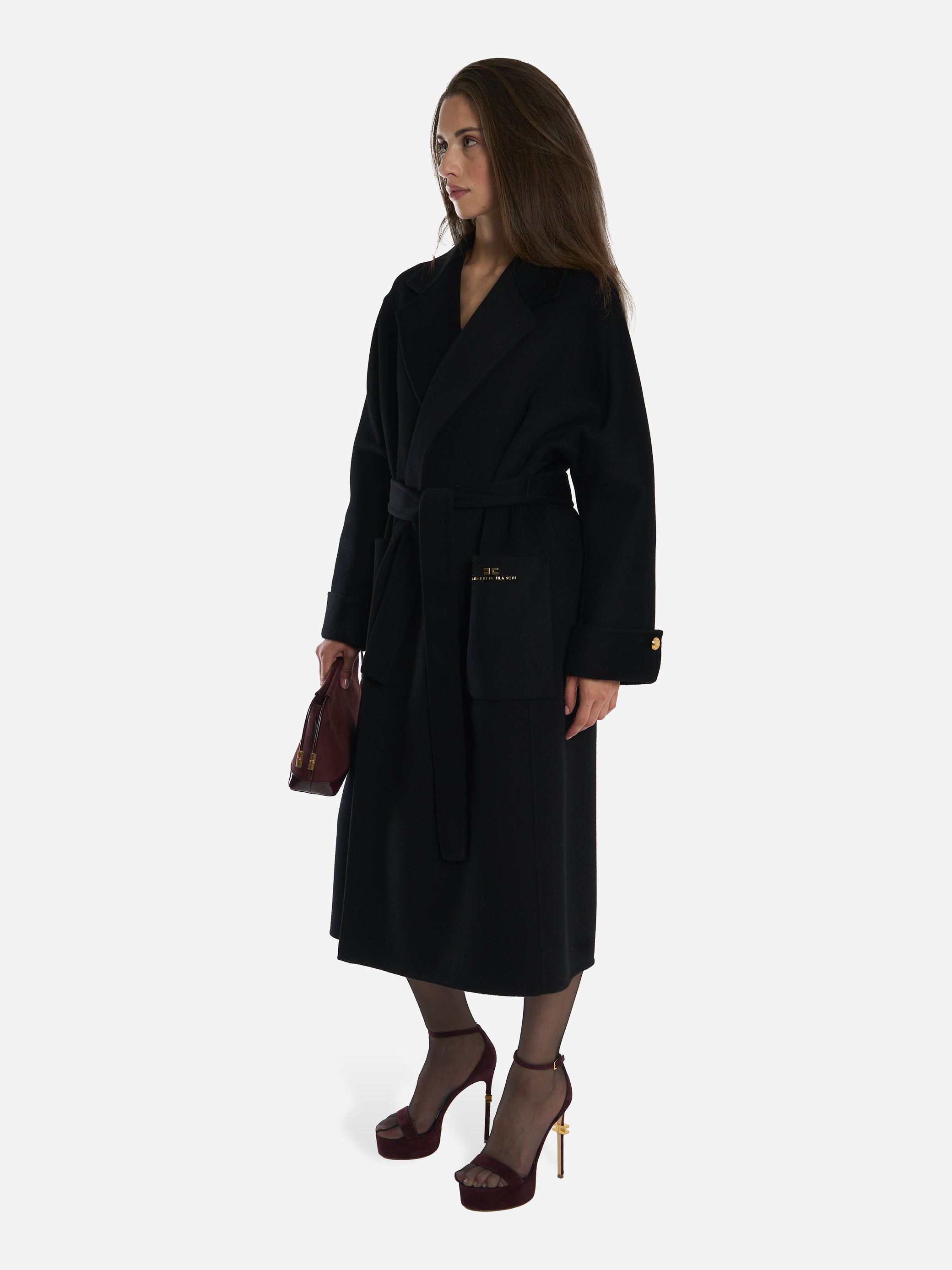 Cappotto in panno di misto lana double Nero