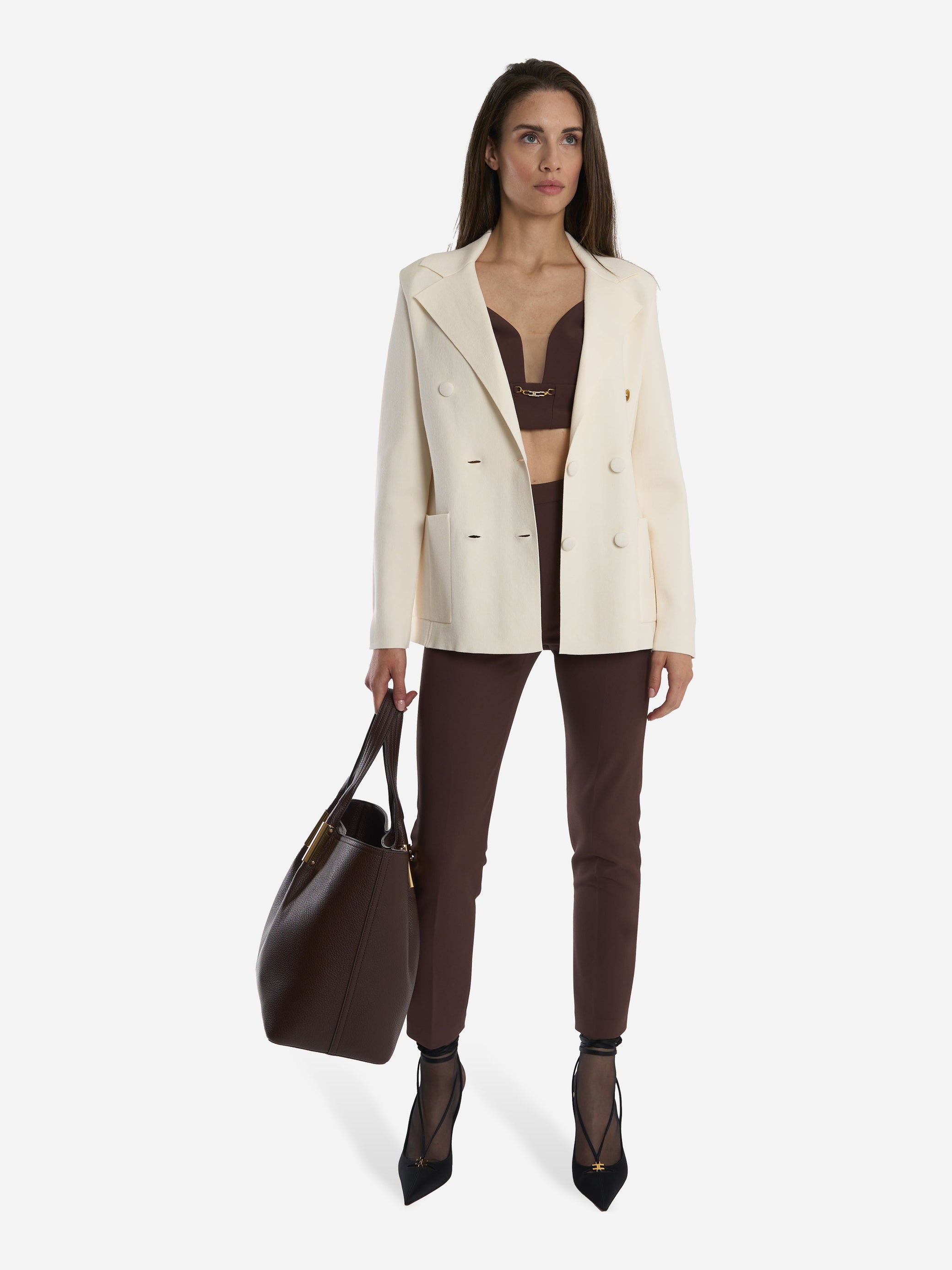 pantalone in doppio crepe Marrone