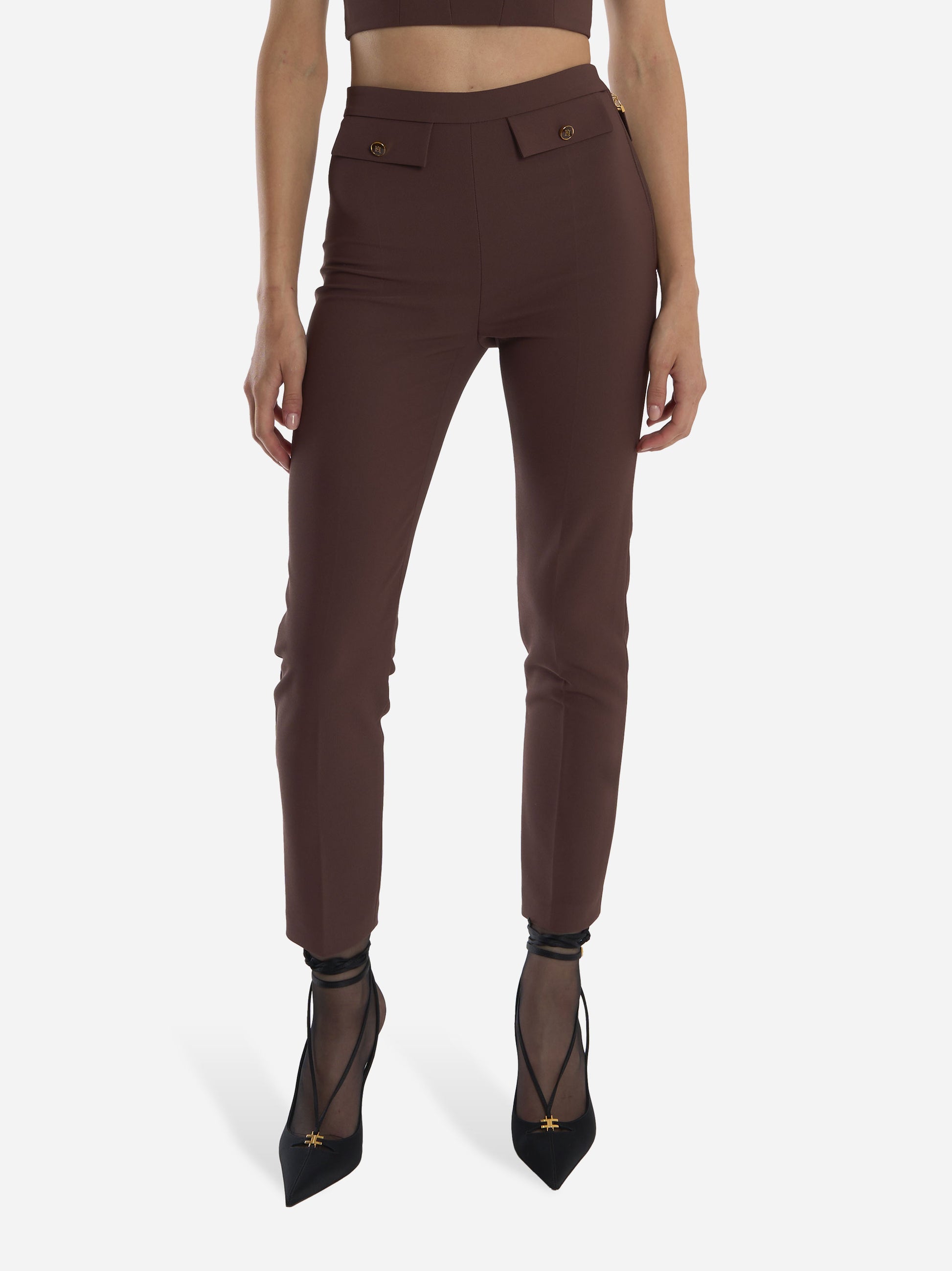 pantalone in doppio crepe Marrone