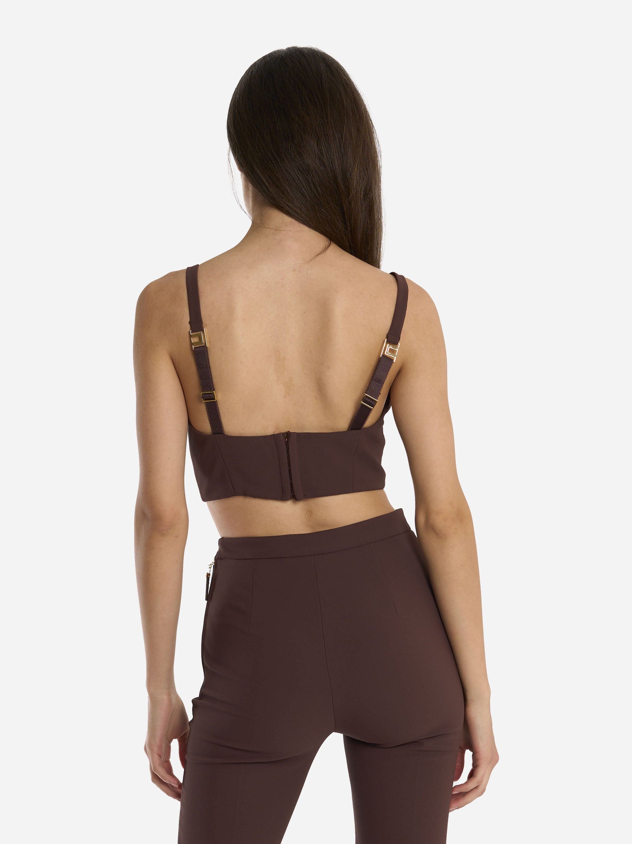 Top in crepe con dettaglio gioiello Marrone