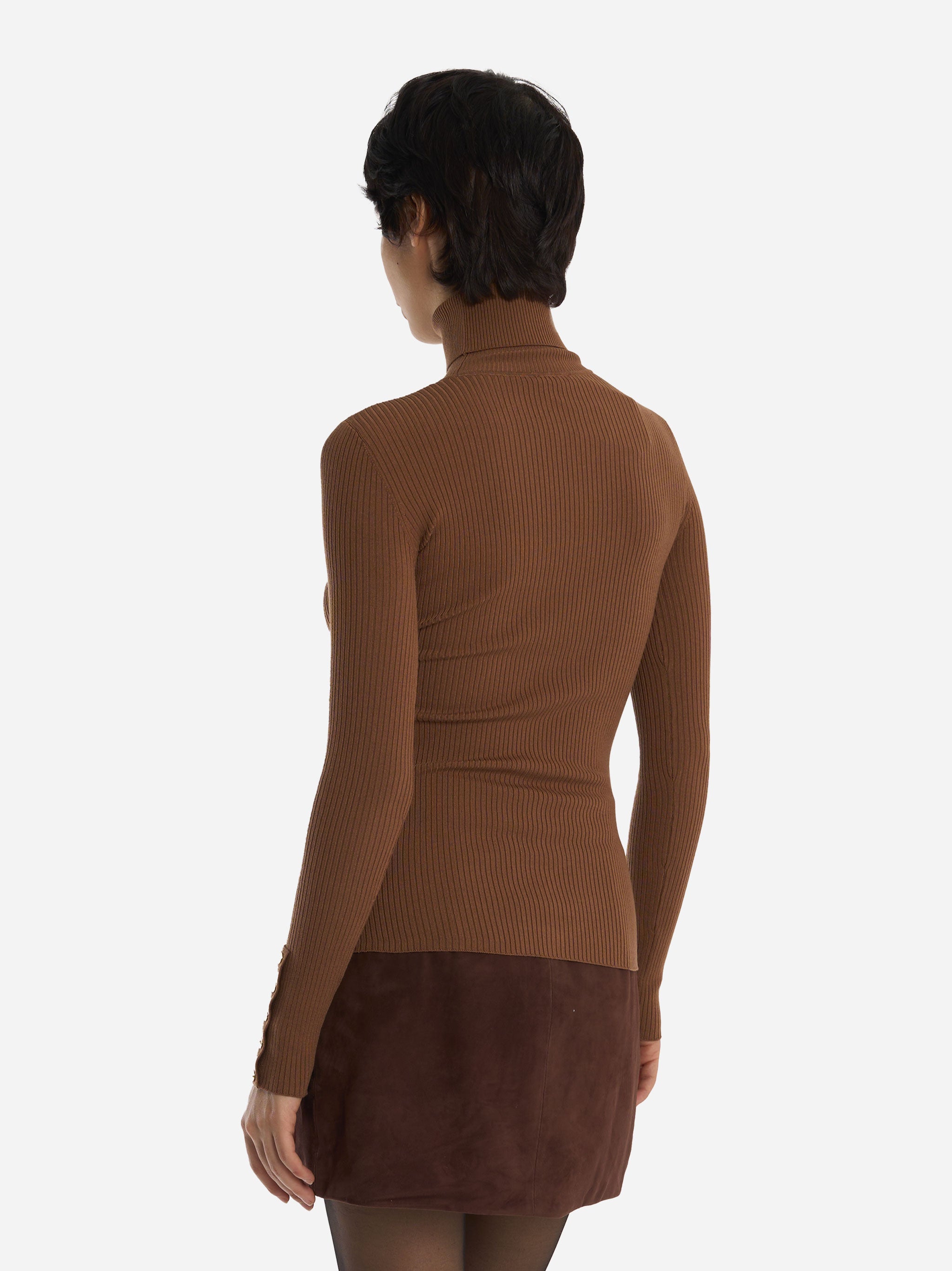 Maglia a costine con taschino Marrone