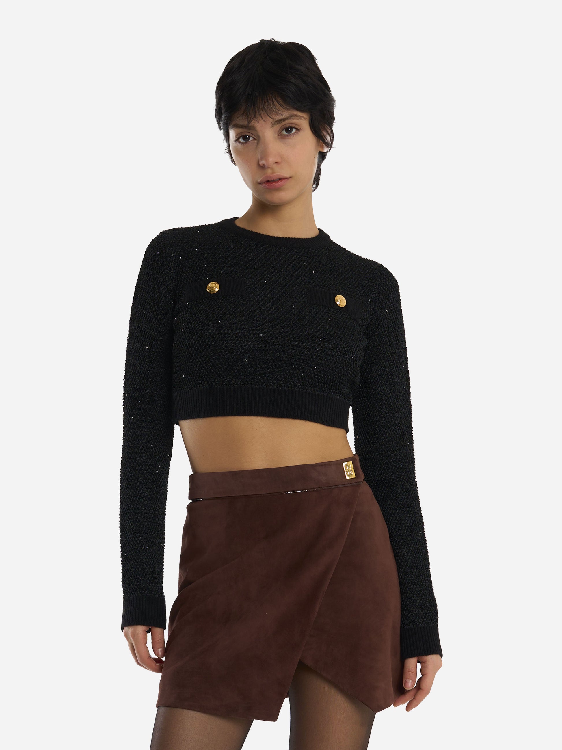 Maglia tricot girocollo Nera