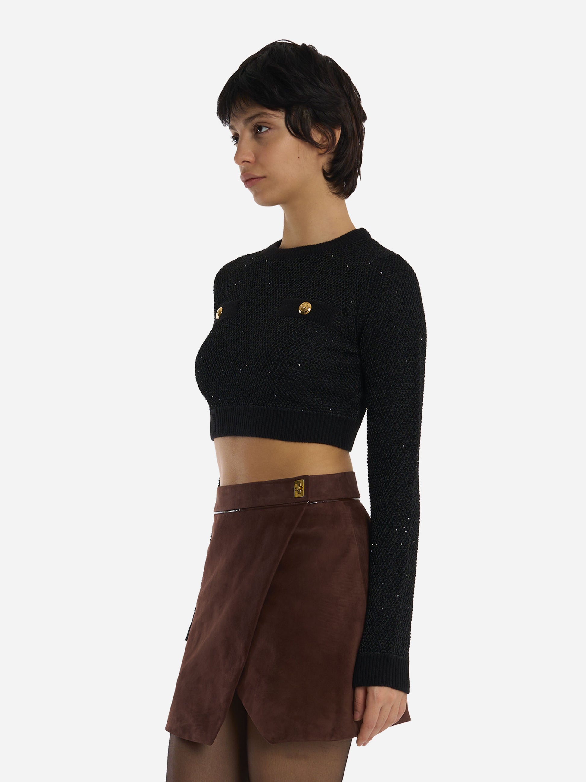 Maglia tricot girocollo Nera