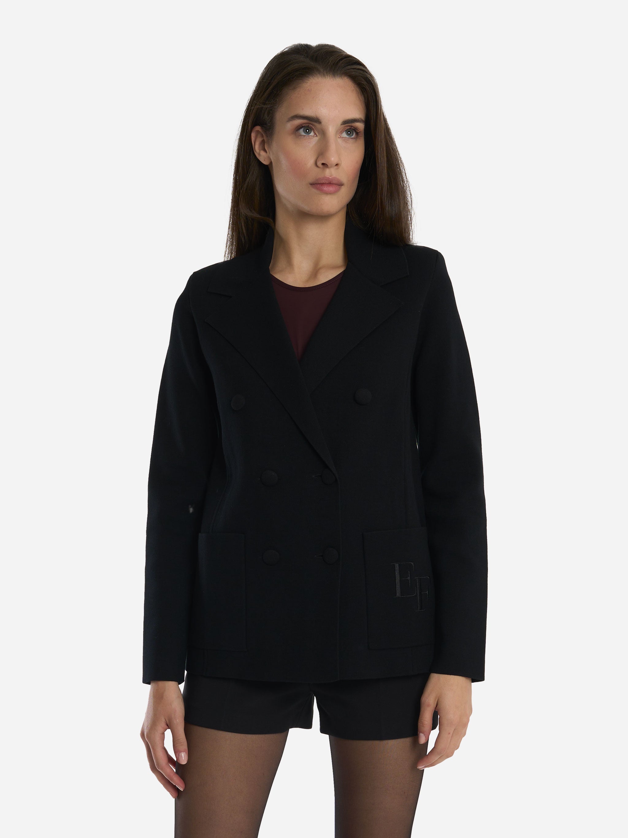 Giacca in maglia con ricamo Nera