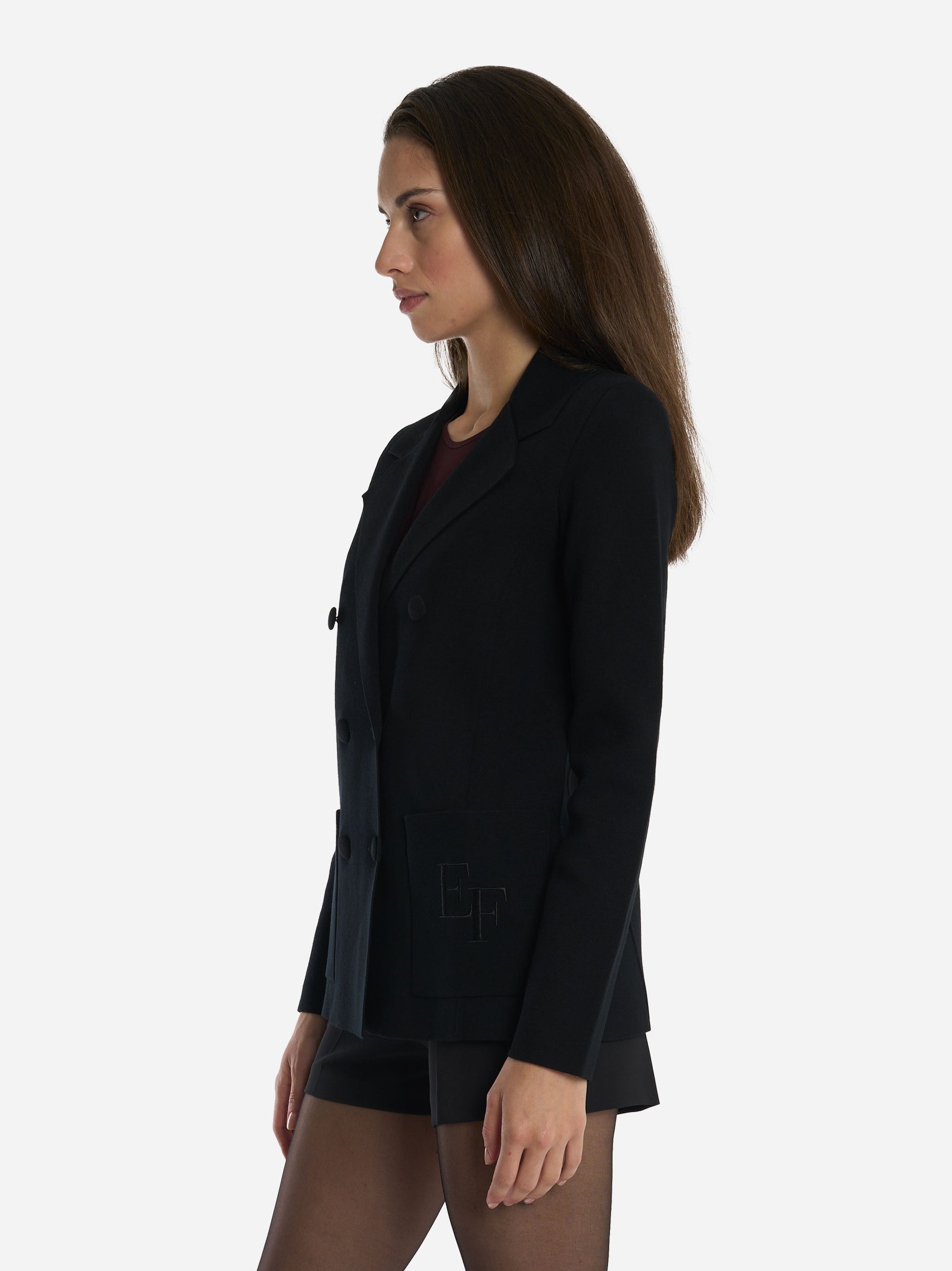 Giacca in maglia con ricamo Nera