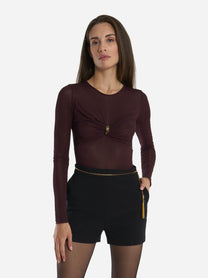 Body in jersey con dettaglio gioiello Bordeaux