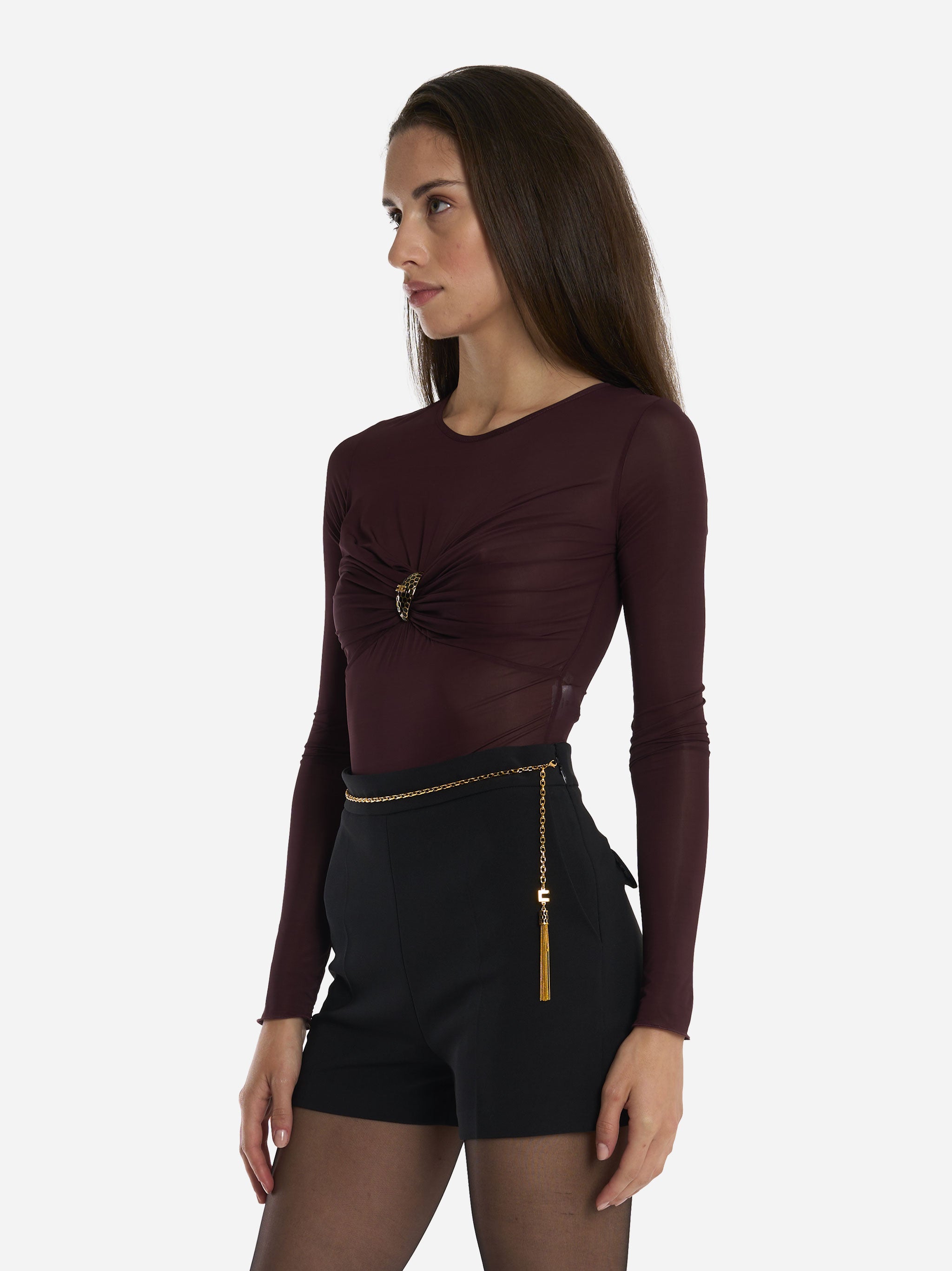 Body in jersey con dettaglio gioiello Bordeaux