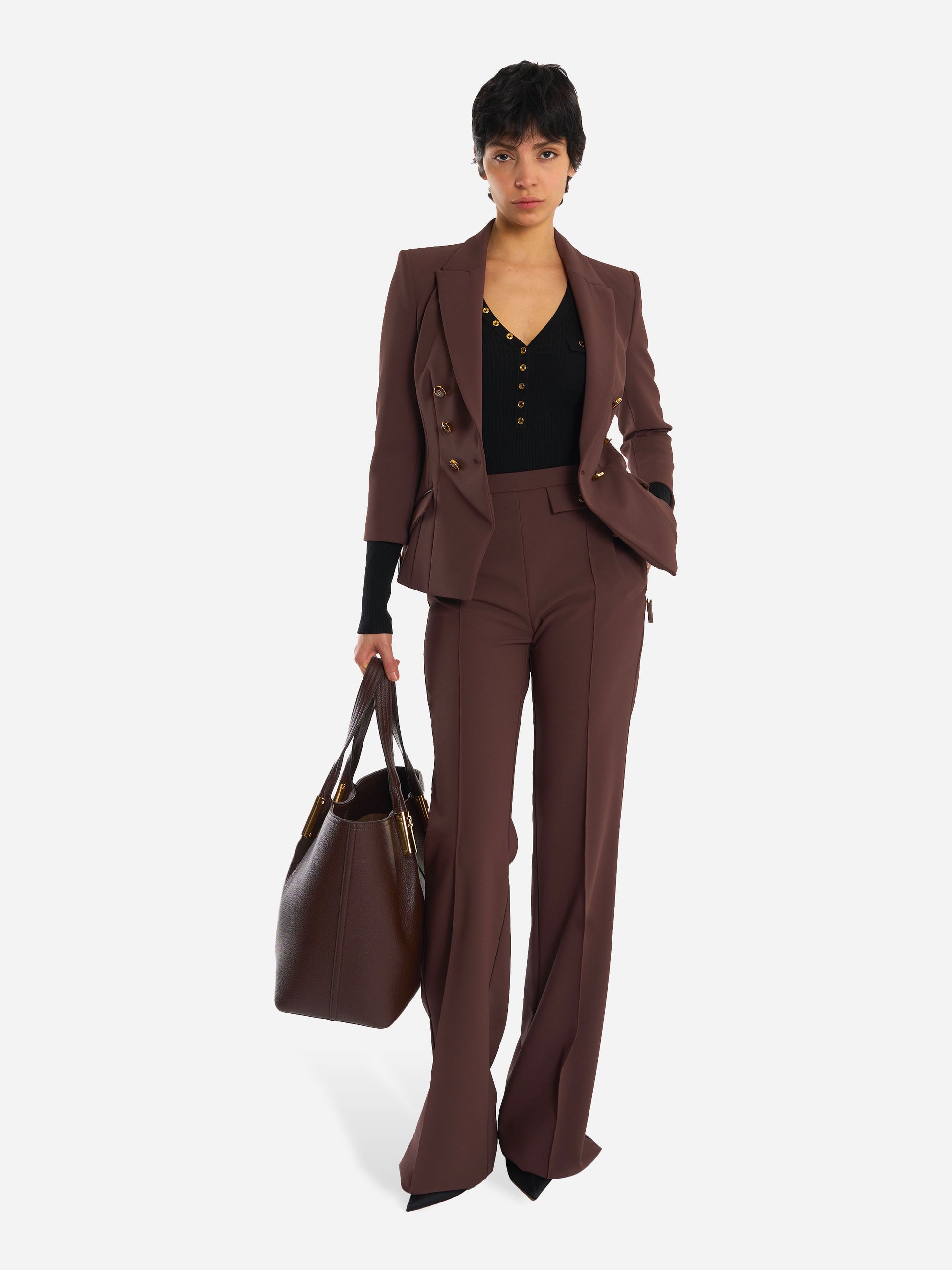 Giacca in doppio crepe Marrone