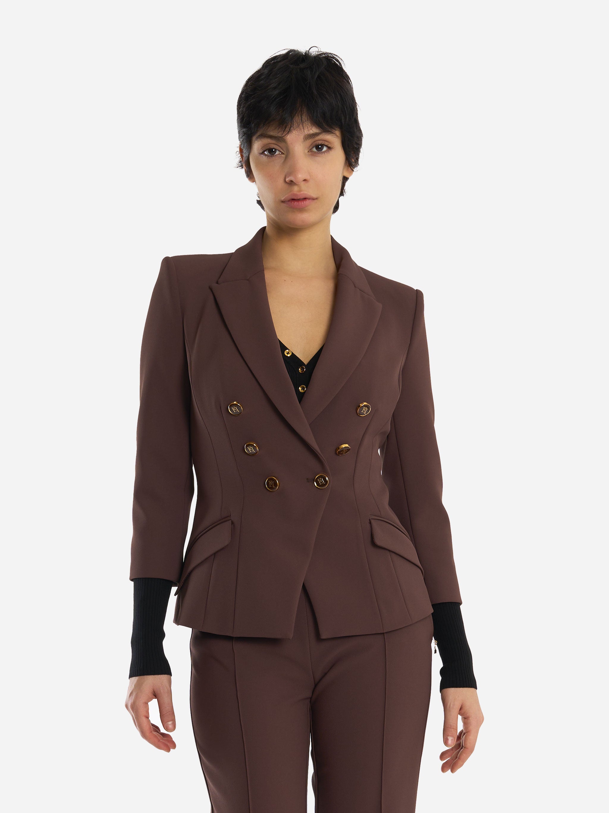 Giacca in doppio crepe Marrone