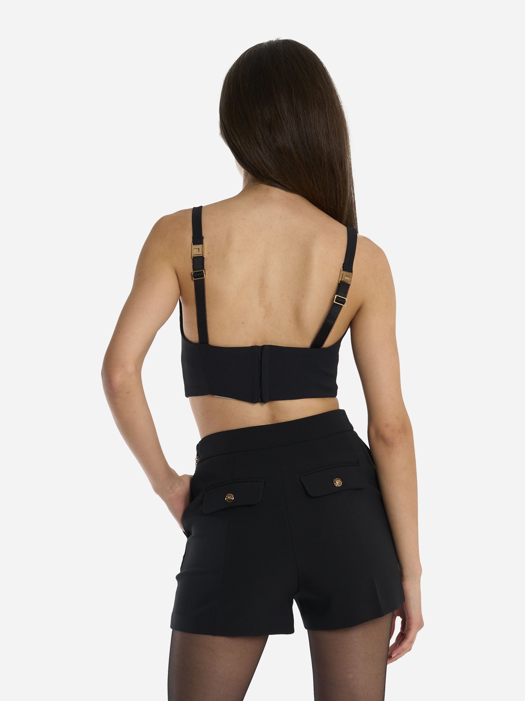 Top in crepe con dettaglio gioiello Nero