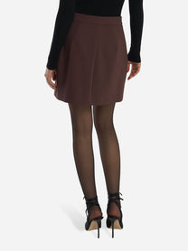 Gonna in doppio crepe con zip Marrone