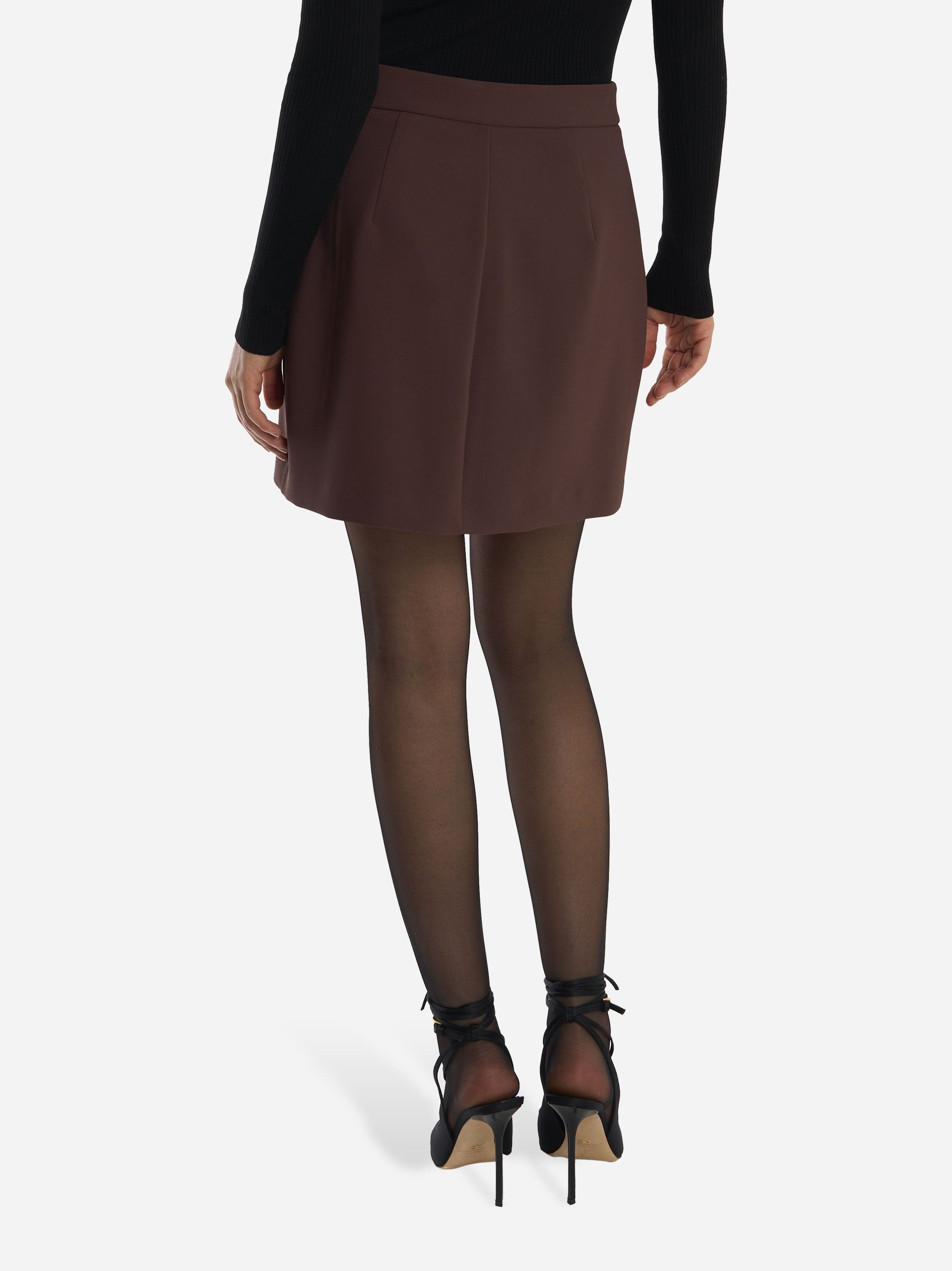 Gonna in doppio crepe con zip Marrone