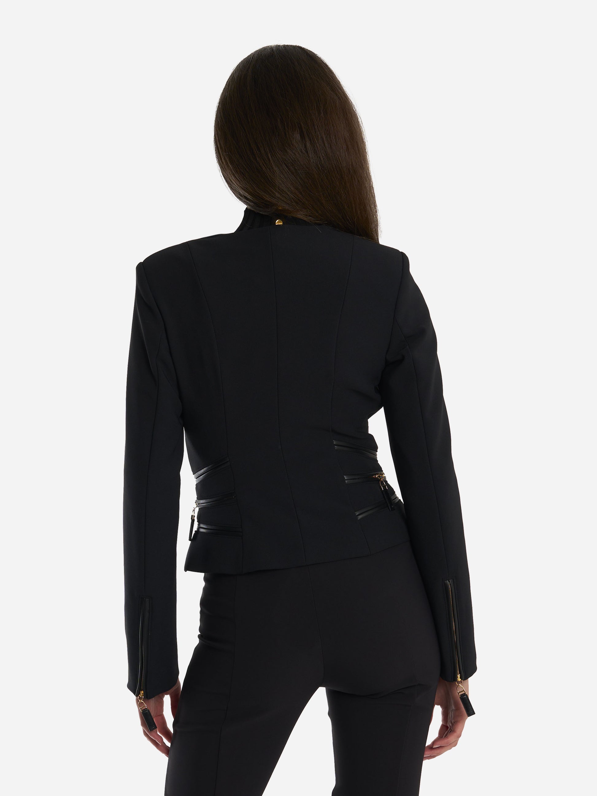 Giacca in doppio crepe con dettagli zip Nera