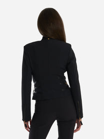 Giacca in doppio crepe con dettagli zip Nera
