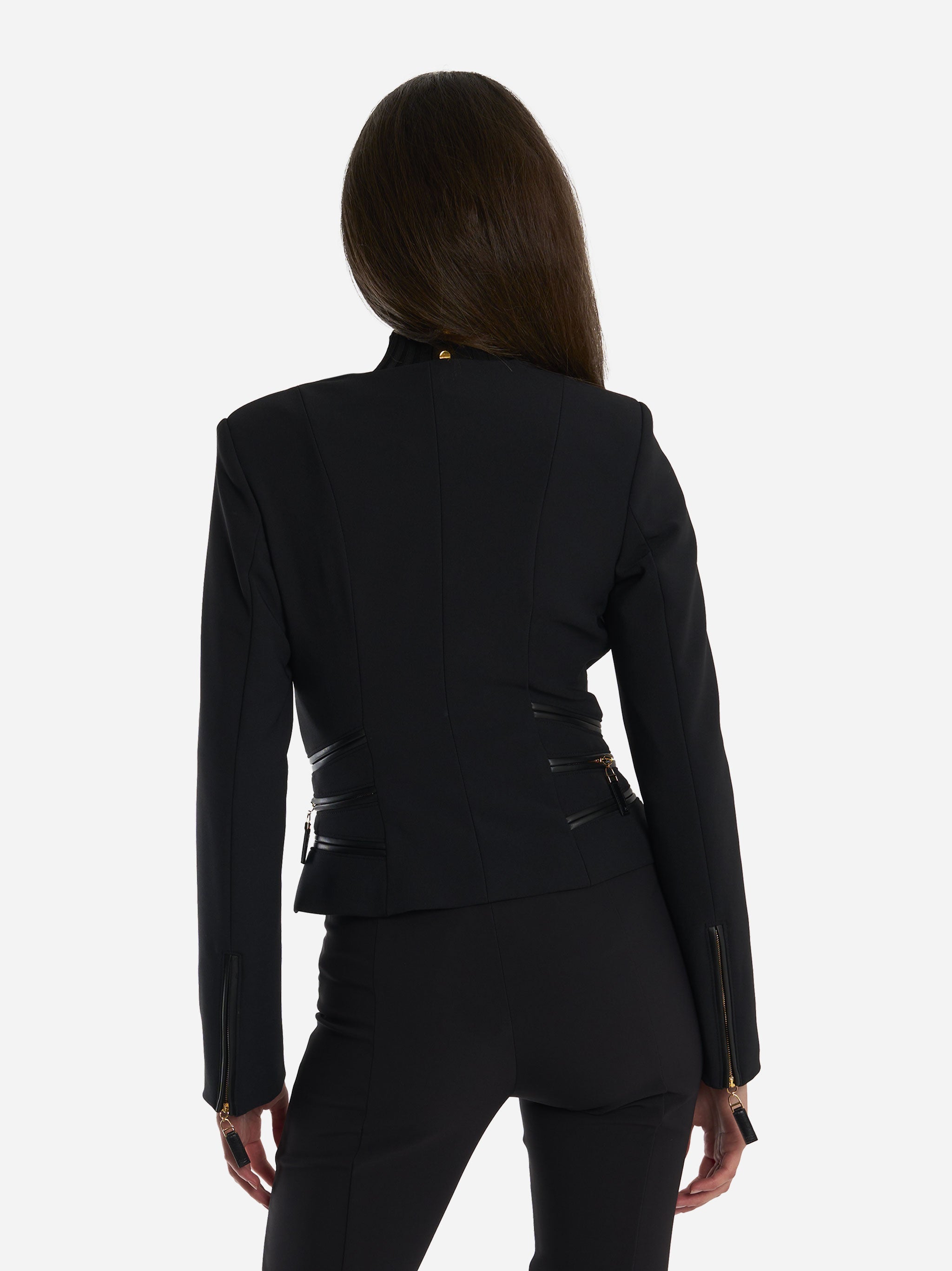Giacca in doppio crepe con dettagli zip Nera