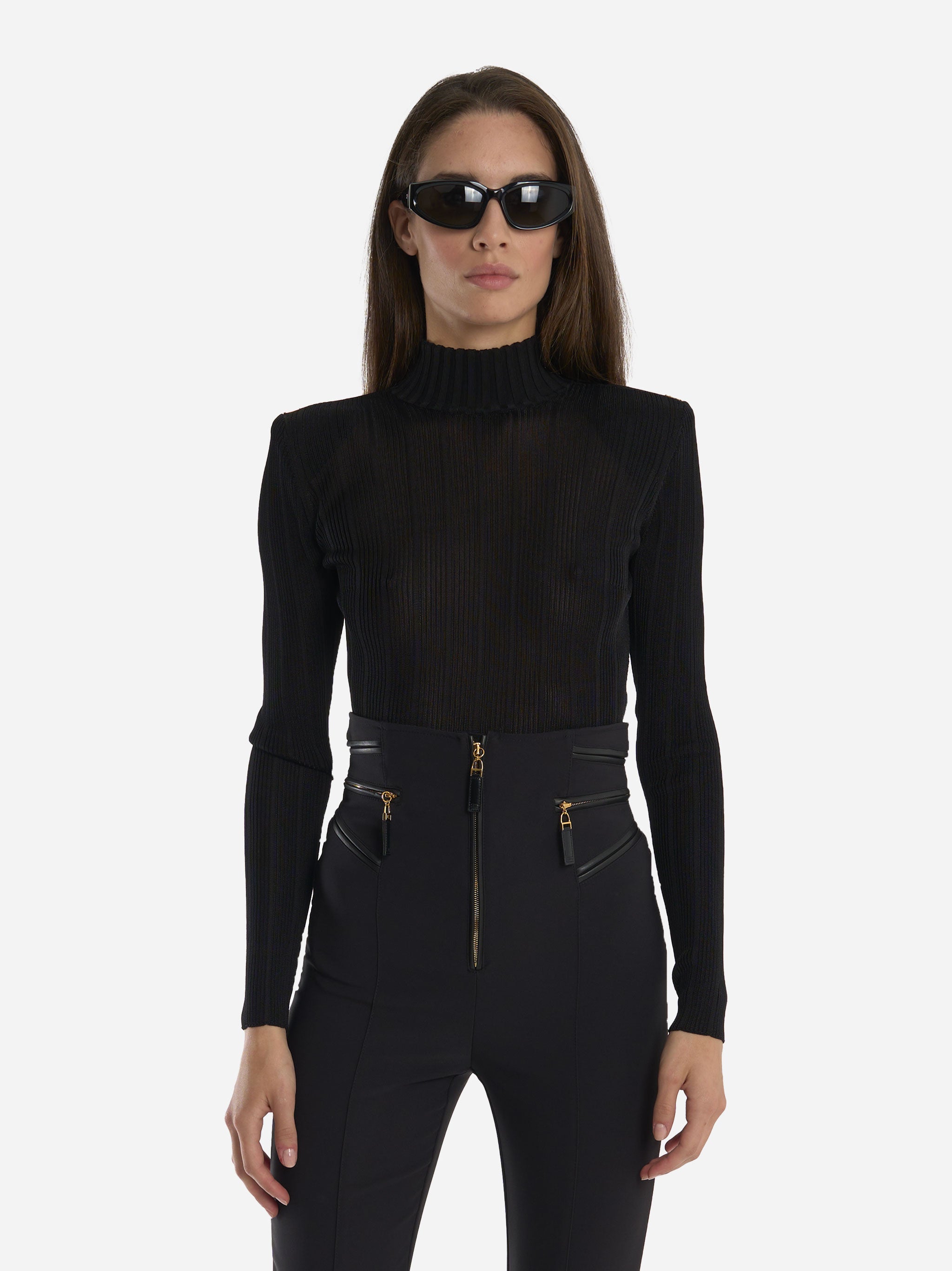 Maglia in filato di viscosa con dettagli logo Nera