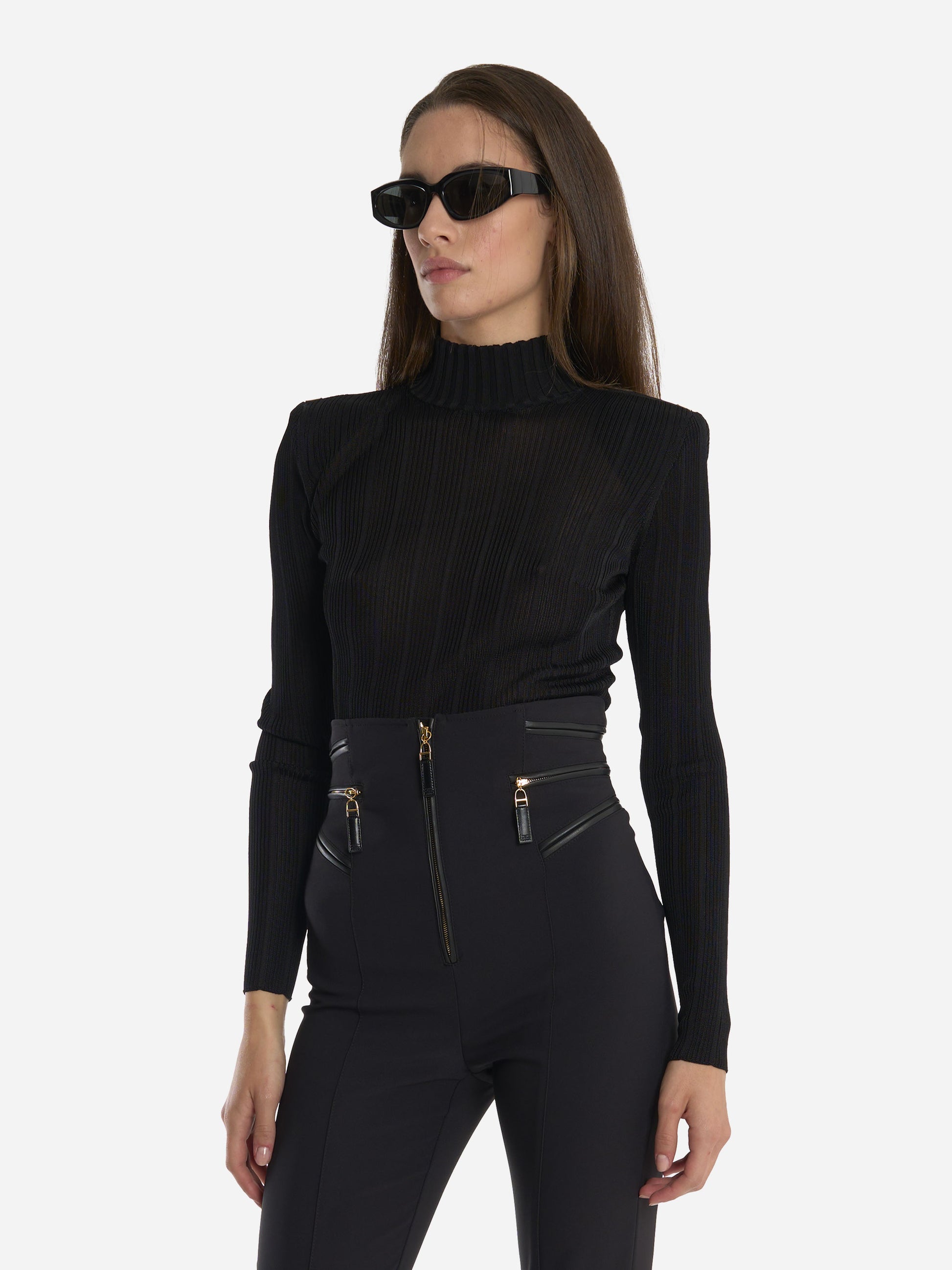 Maglia in filato di viscosa con dettagli logo Nera