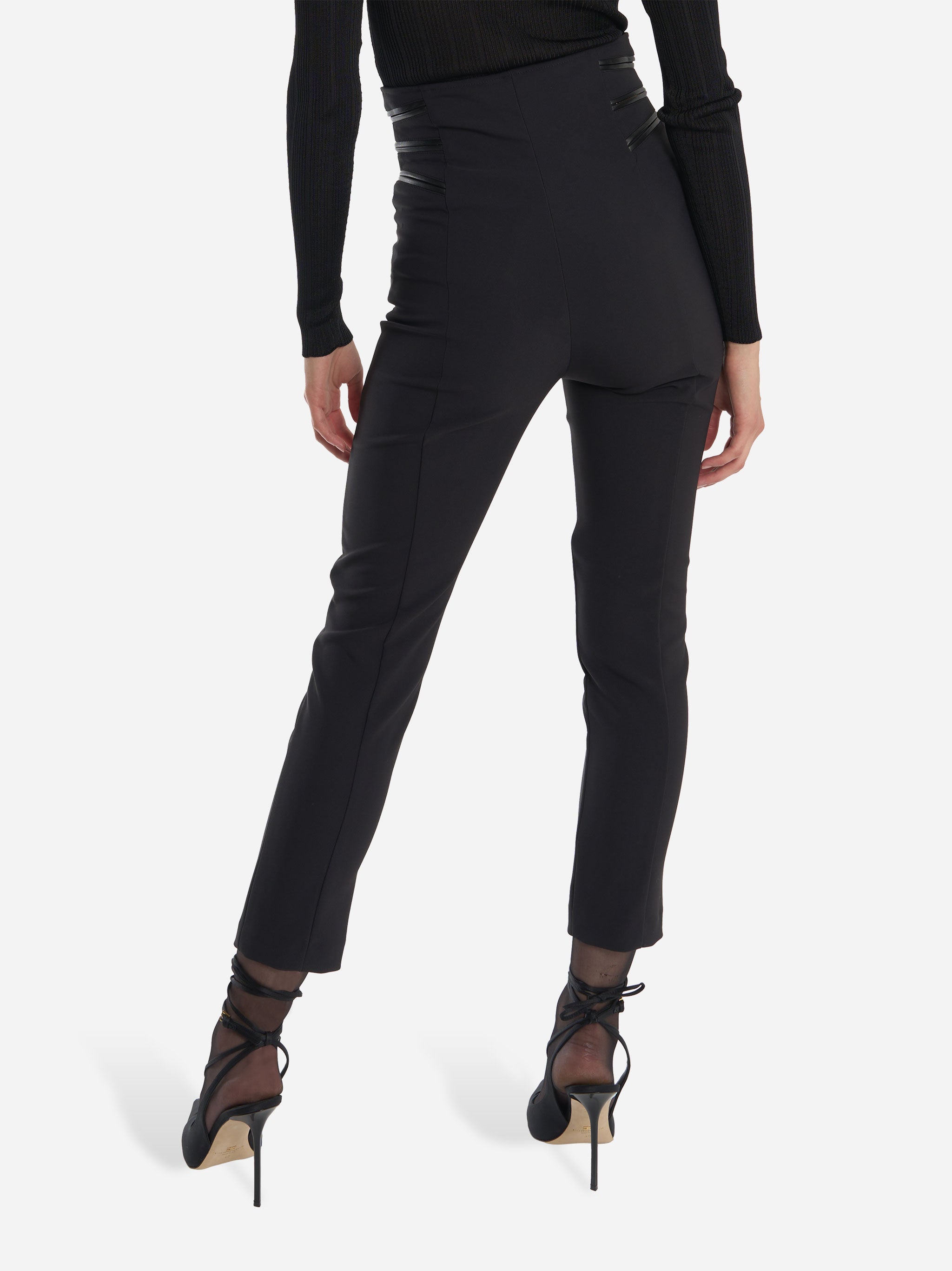 pantalone in crepe con dettagli zip Nero