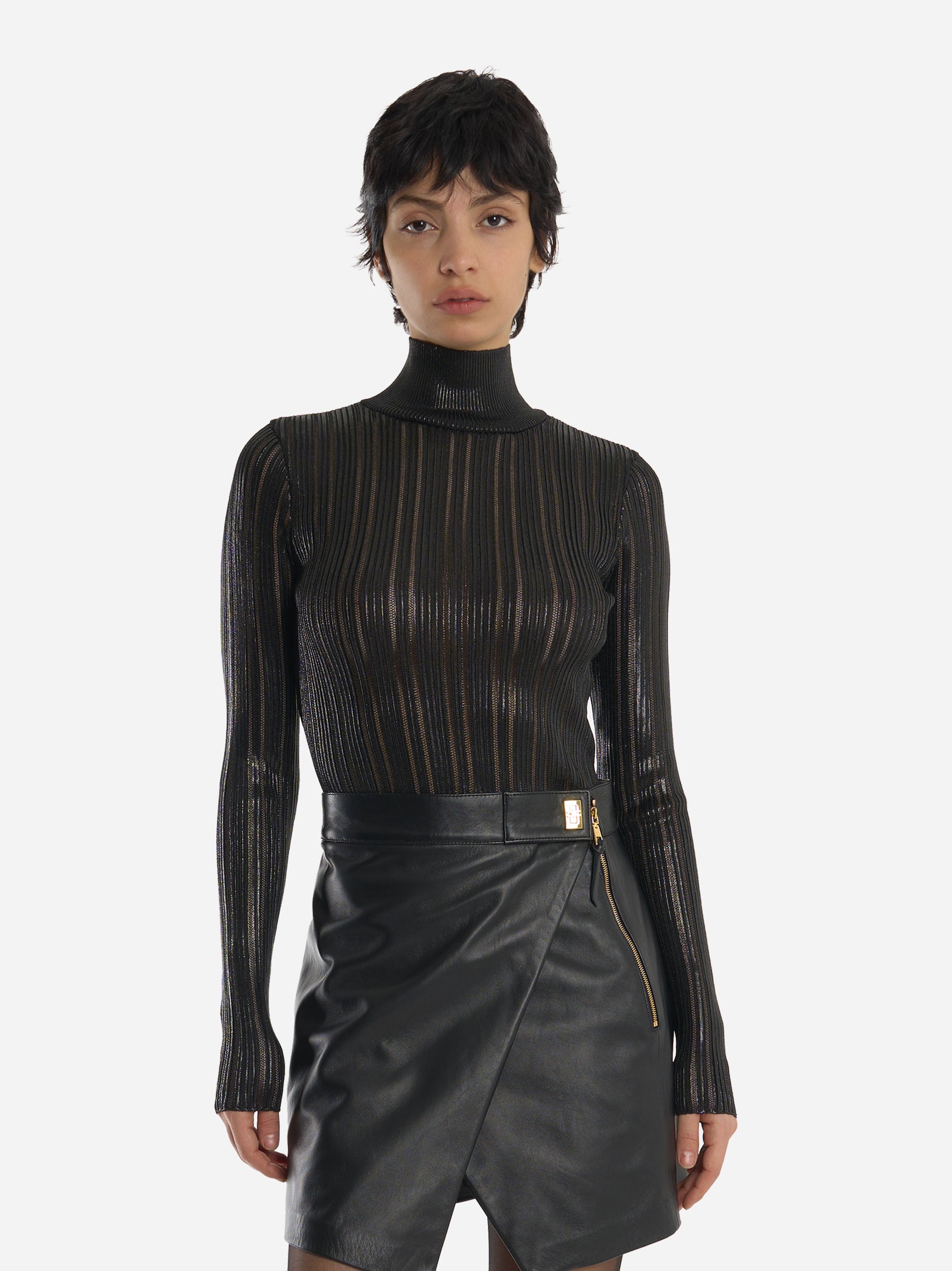 Dolcevita con trasparenze Nero