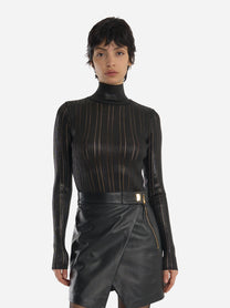 Dolcevita con trasparenze Nero