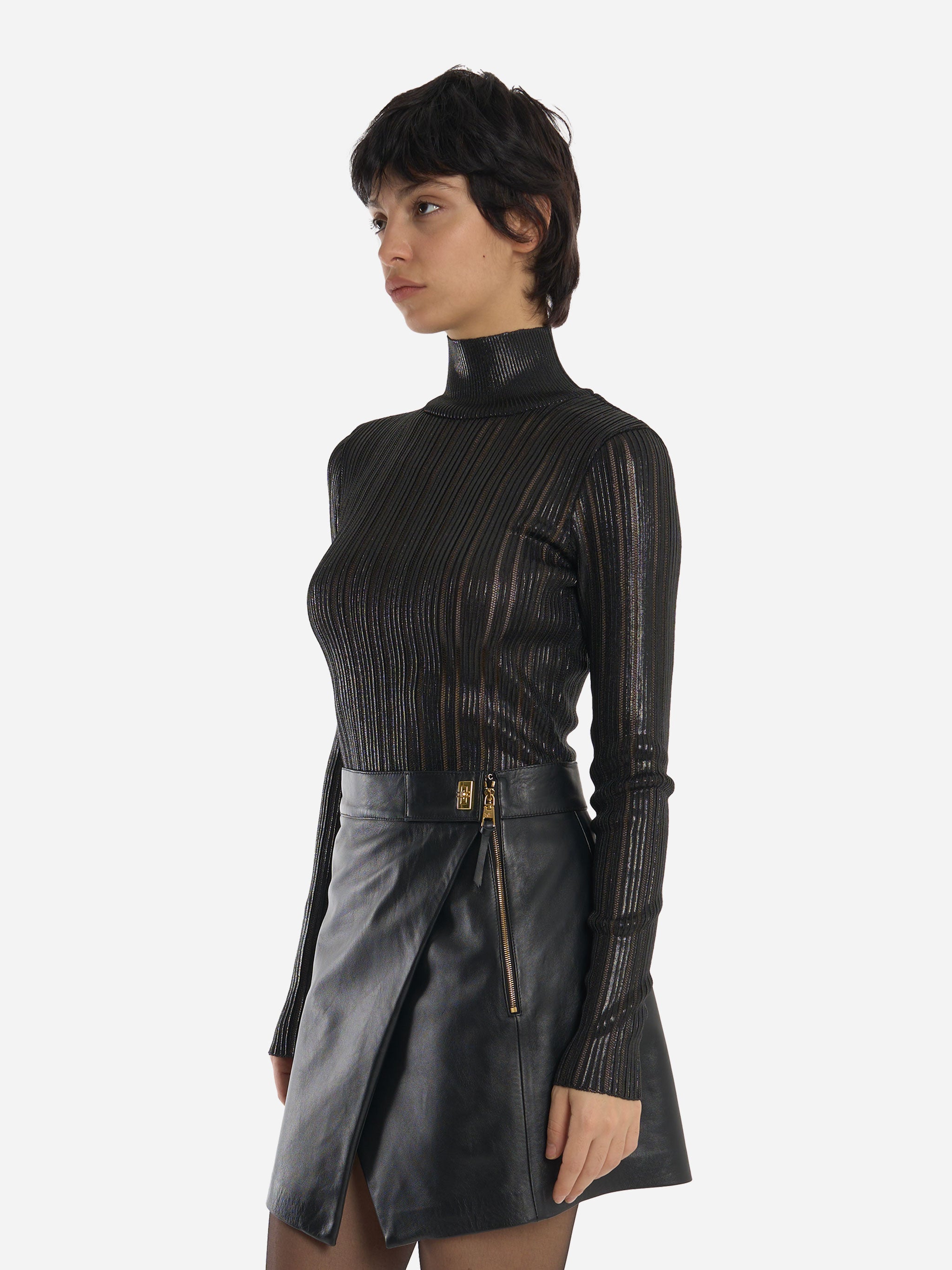 Dolcevita con trasparenze Nero