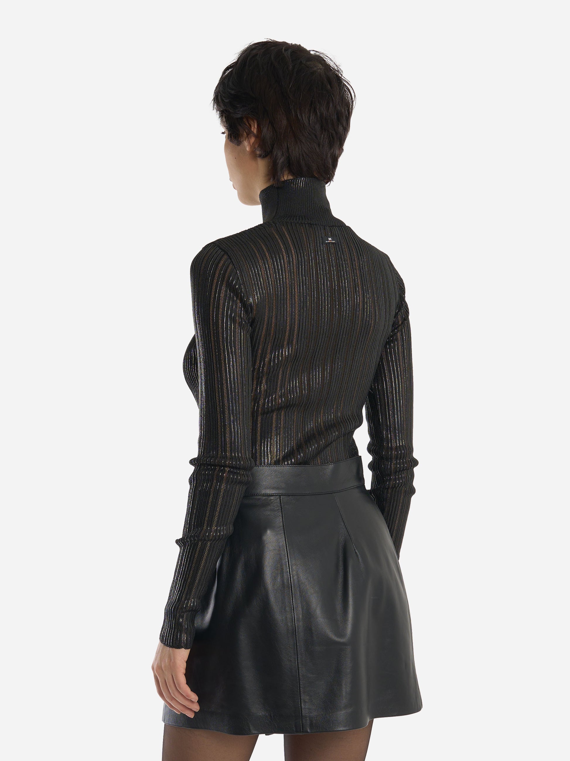 Dolcevita con trasparenze Nero