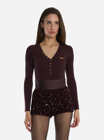 Maglia a costine con taschino Bordeaux