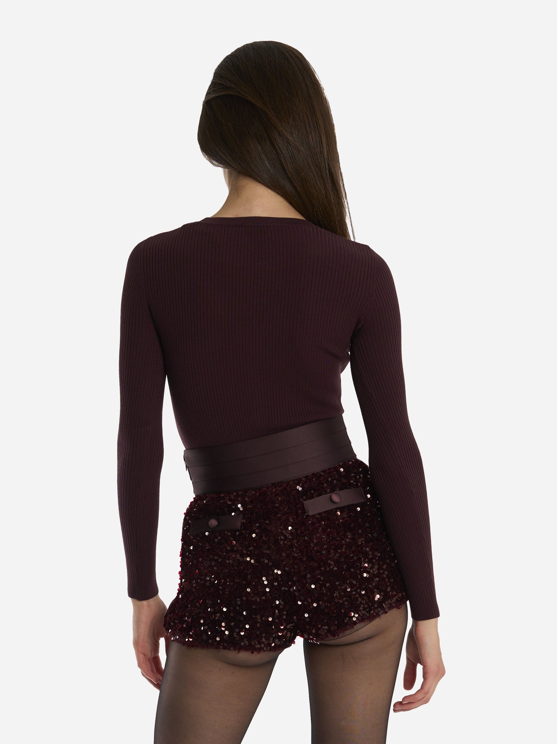 Maglia a costine con taschino Bordeaux