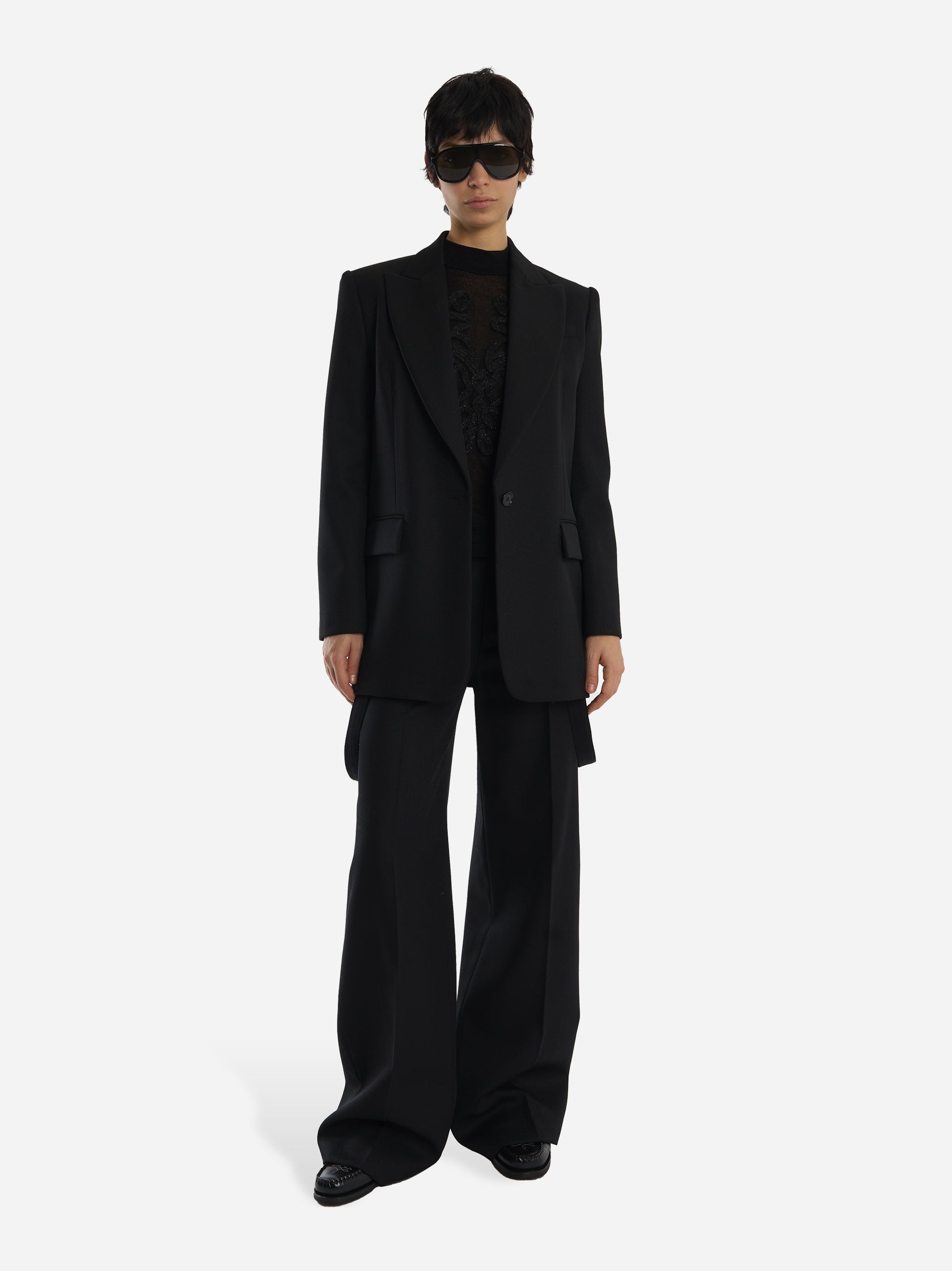 Blazer oversize in tela di lana Nero