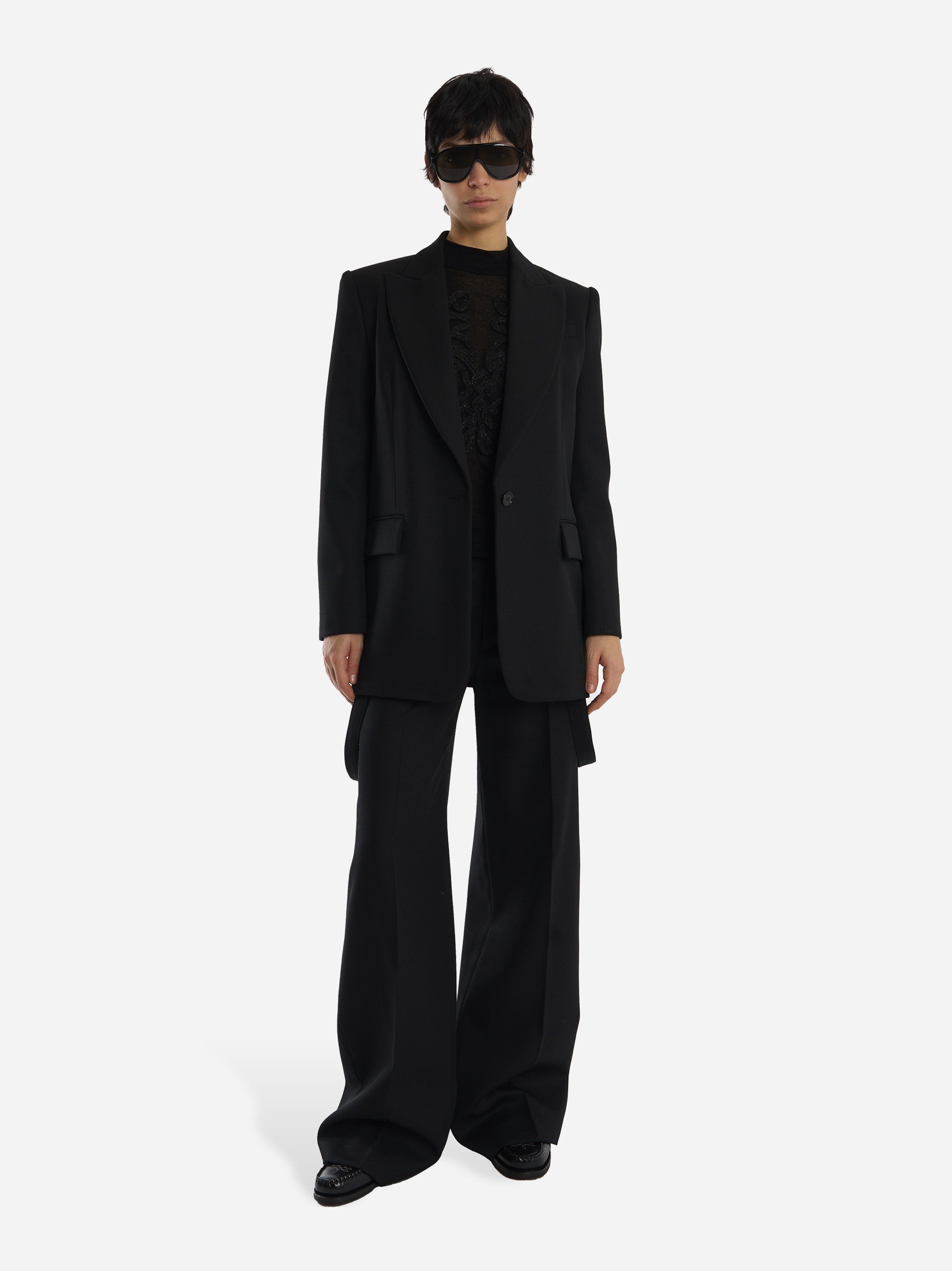 Blazer oversize in tela di lana Nero