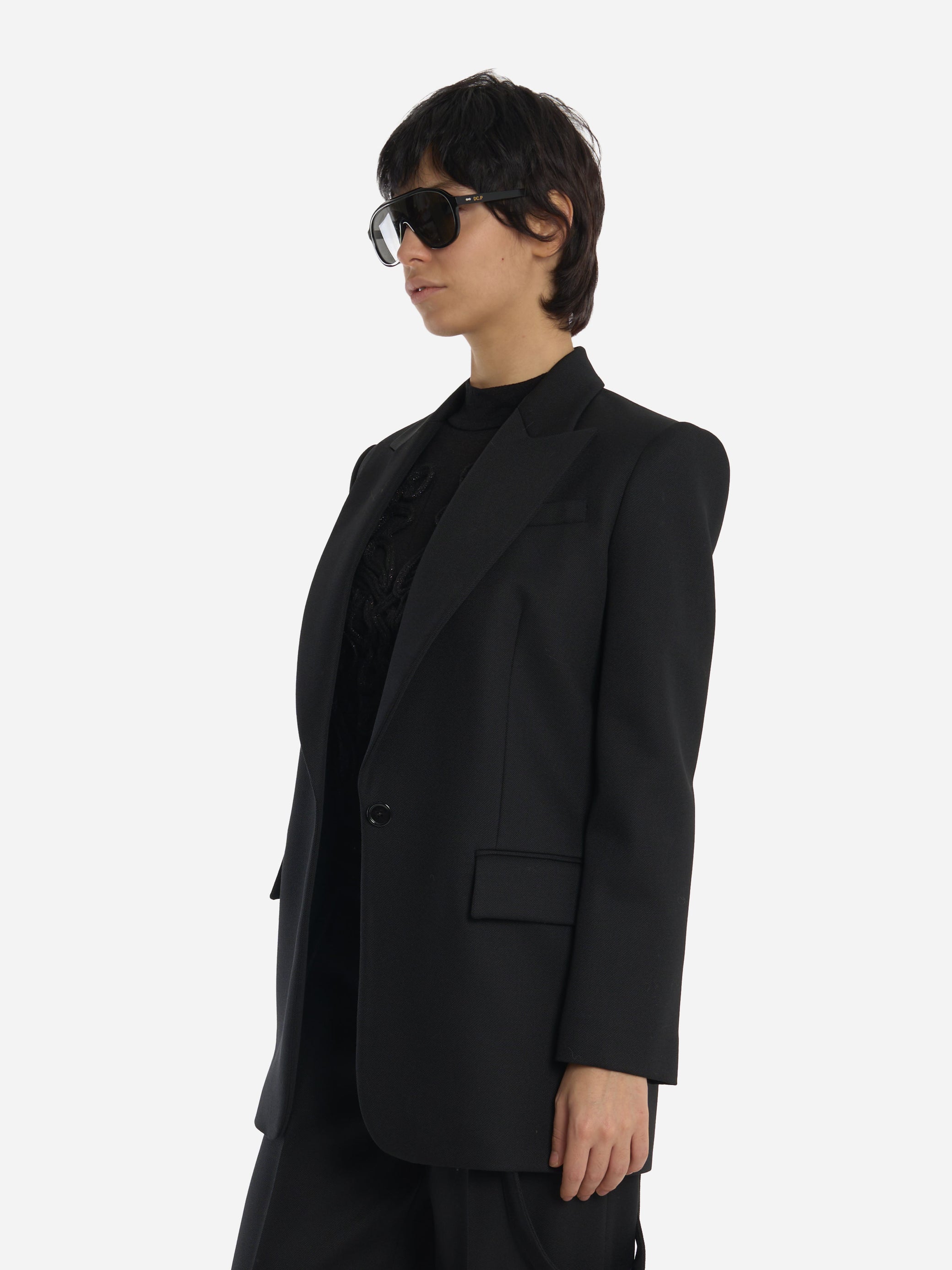 Blazer oversize in tela di lana Nero