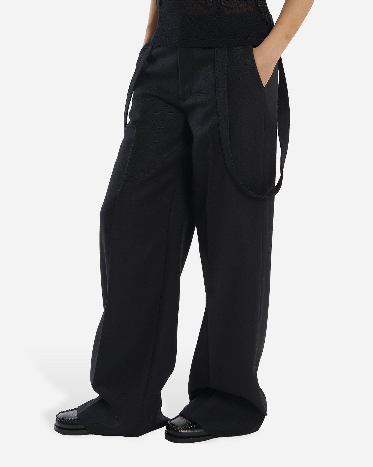 Pantalone Tecla con bretelle removibili Nero