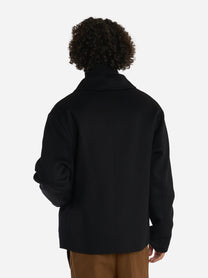 Giacca con zip centrale in double di lana Nera