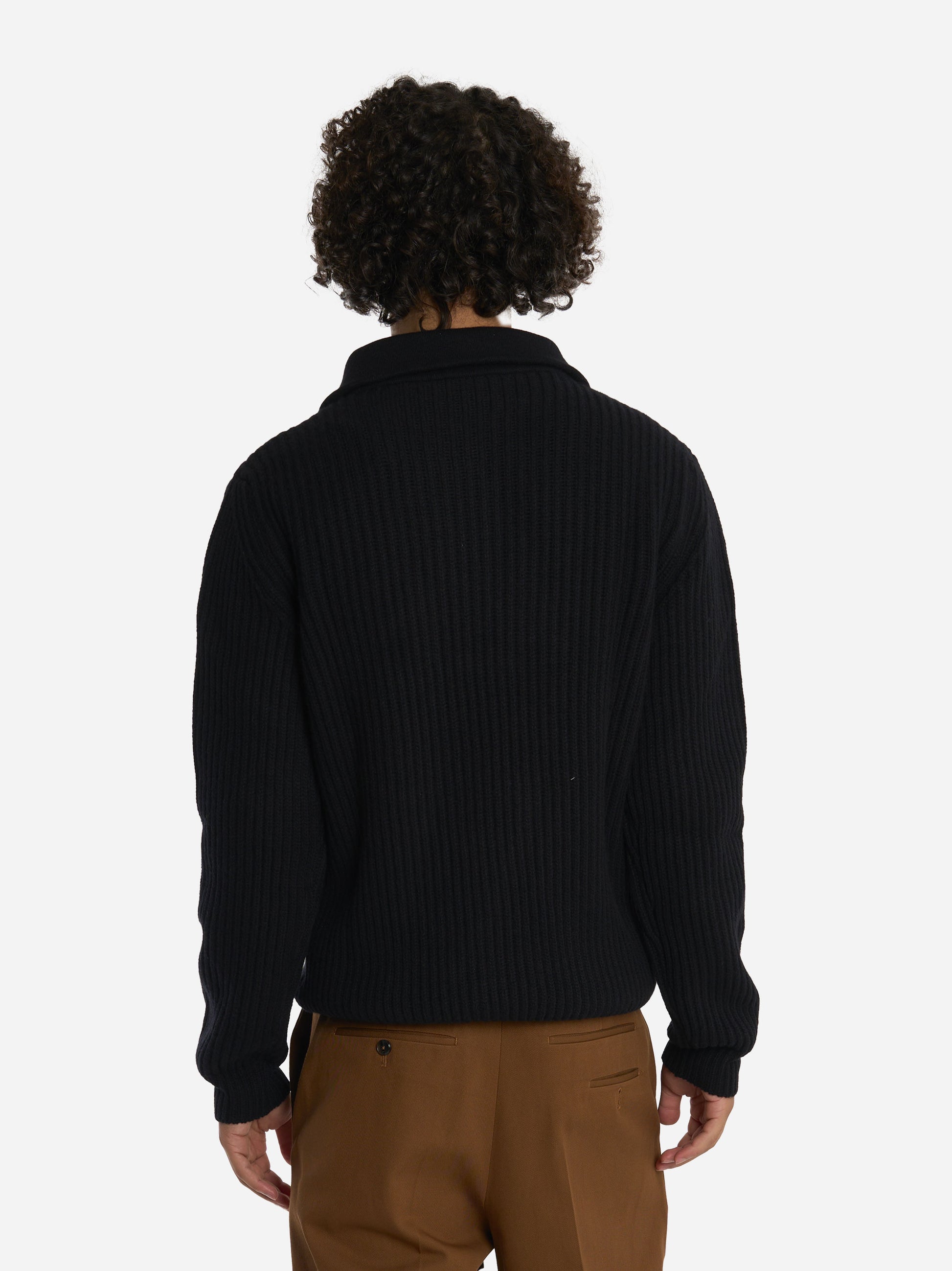 Maglia mezza zip in lana cashmere Nera