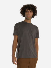 T-shirt girocollo in cotone e seta Grigia