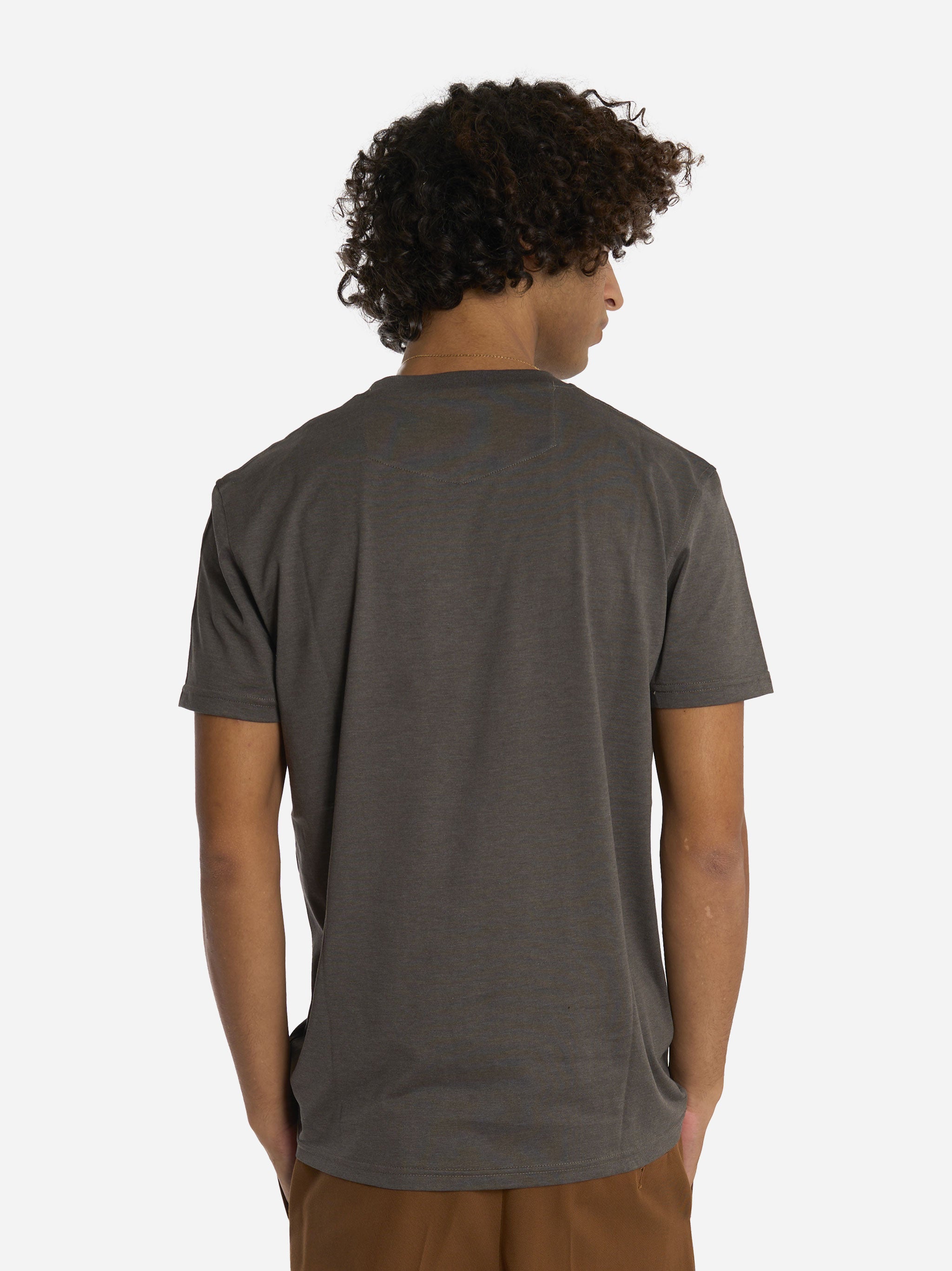 T-shirt girocollo in cotone e seta Grigia