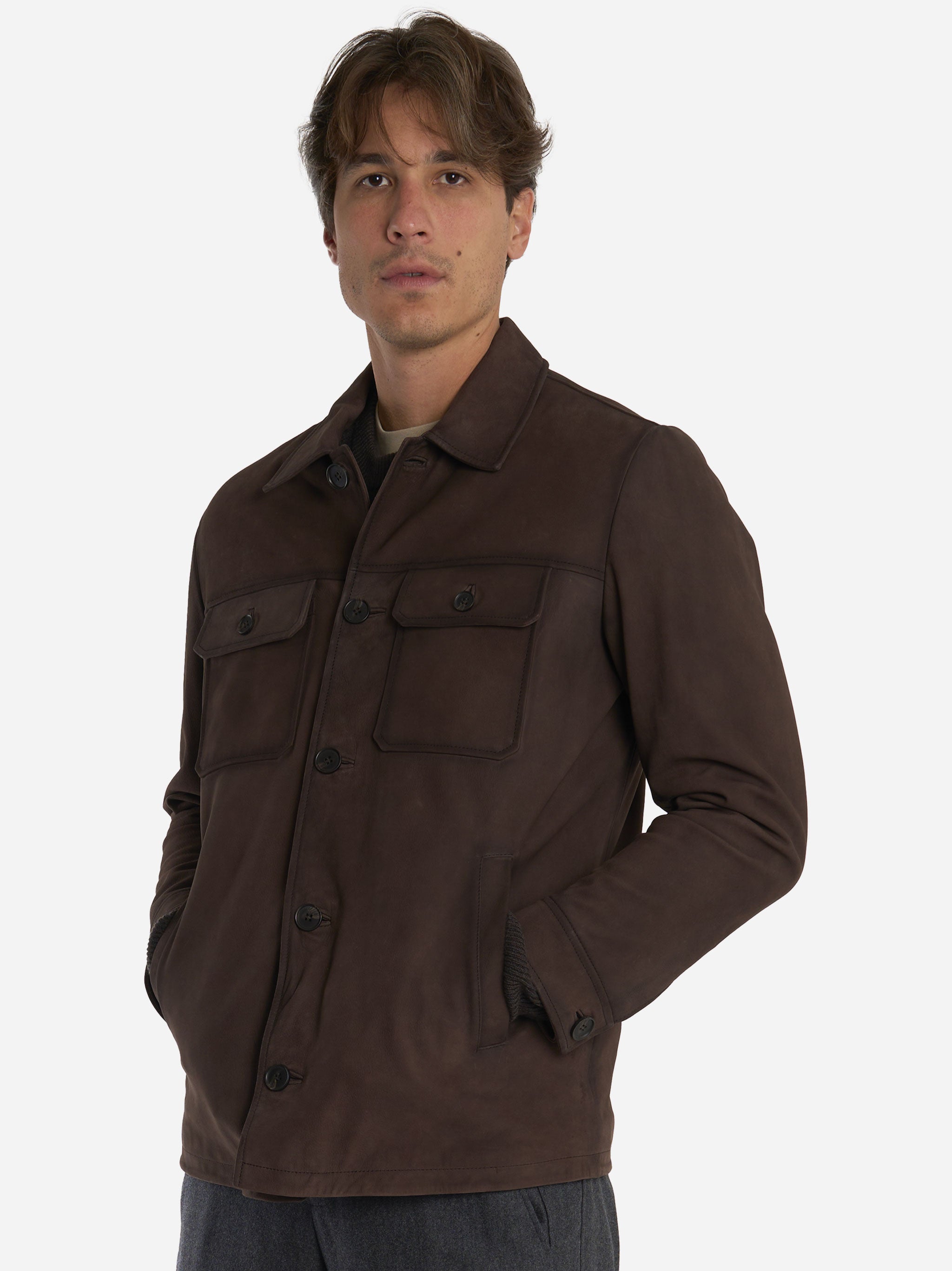 Giacca Nicholas in nabuk Marrone