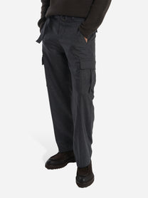 Pantalone Cargo loose fit in lana e cashmere Grigio