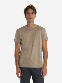 T-shirt girocollo in cotone e seta Beige