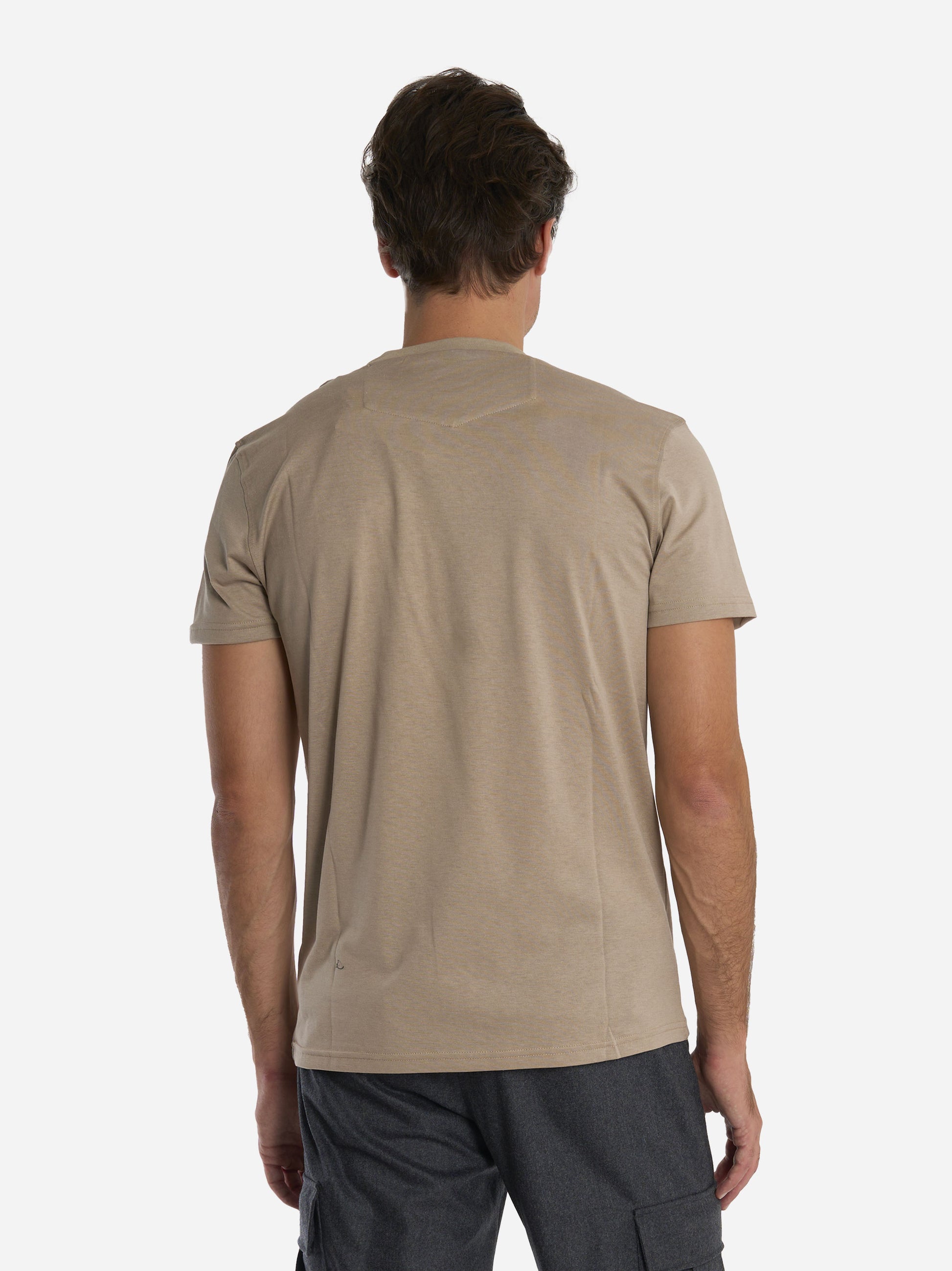 T-shirt girocollo in cotone e seta Beige
