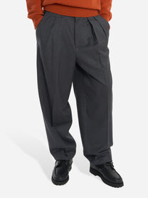 Pantalone grigio wide loose fit in flanella stretch