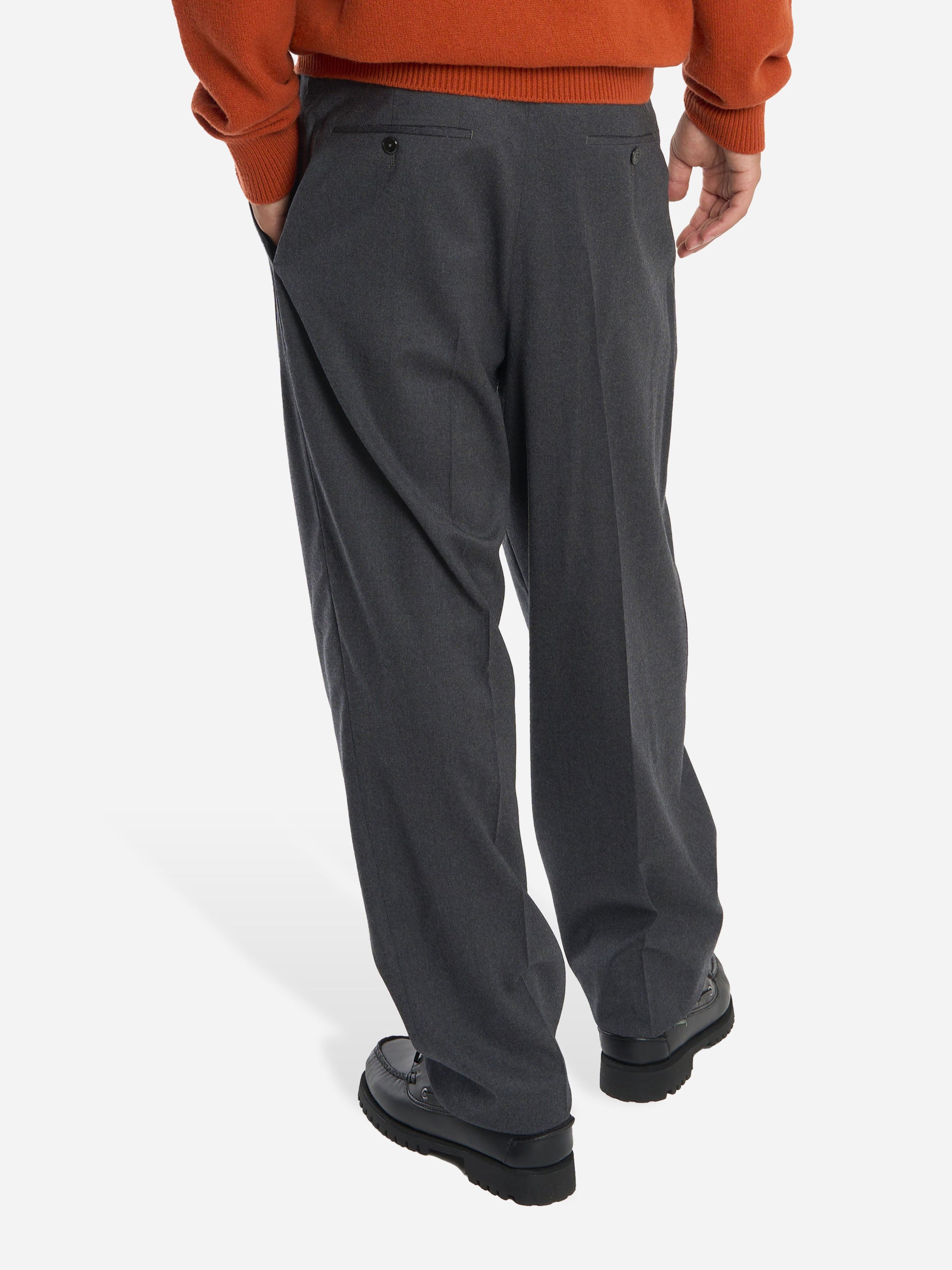 Pantalone grigio wide loose fit in flanella stretch