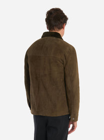 Giacca con tasche in shearling verde