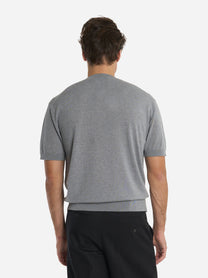 Maglia manica corta in lana merinos e cashmere Grigia