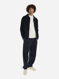 Giacca con zip centrale in double di lana blu